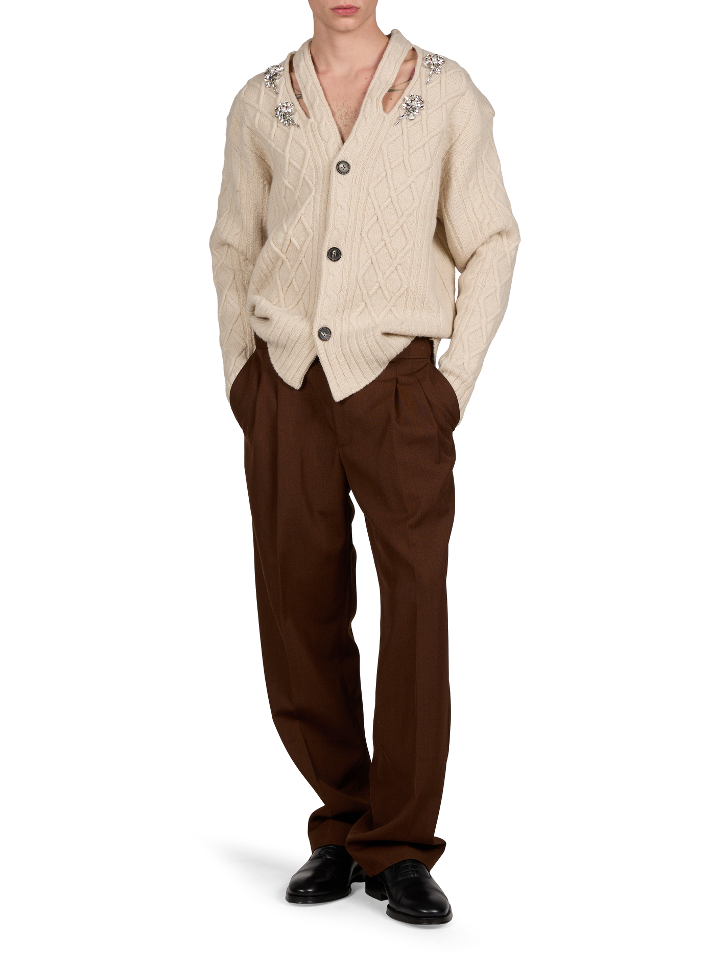 Straight wool cardigan SIMONE ROCHA Beige