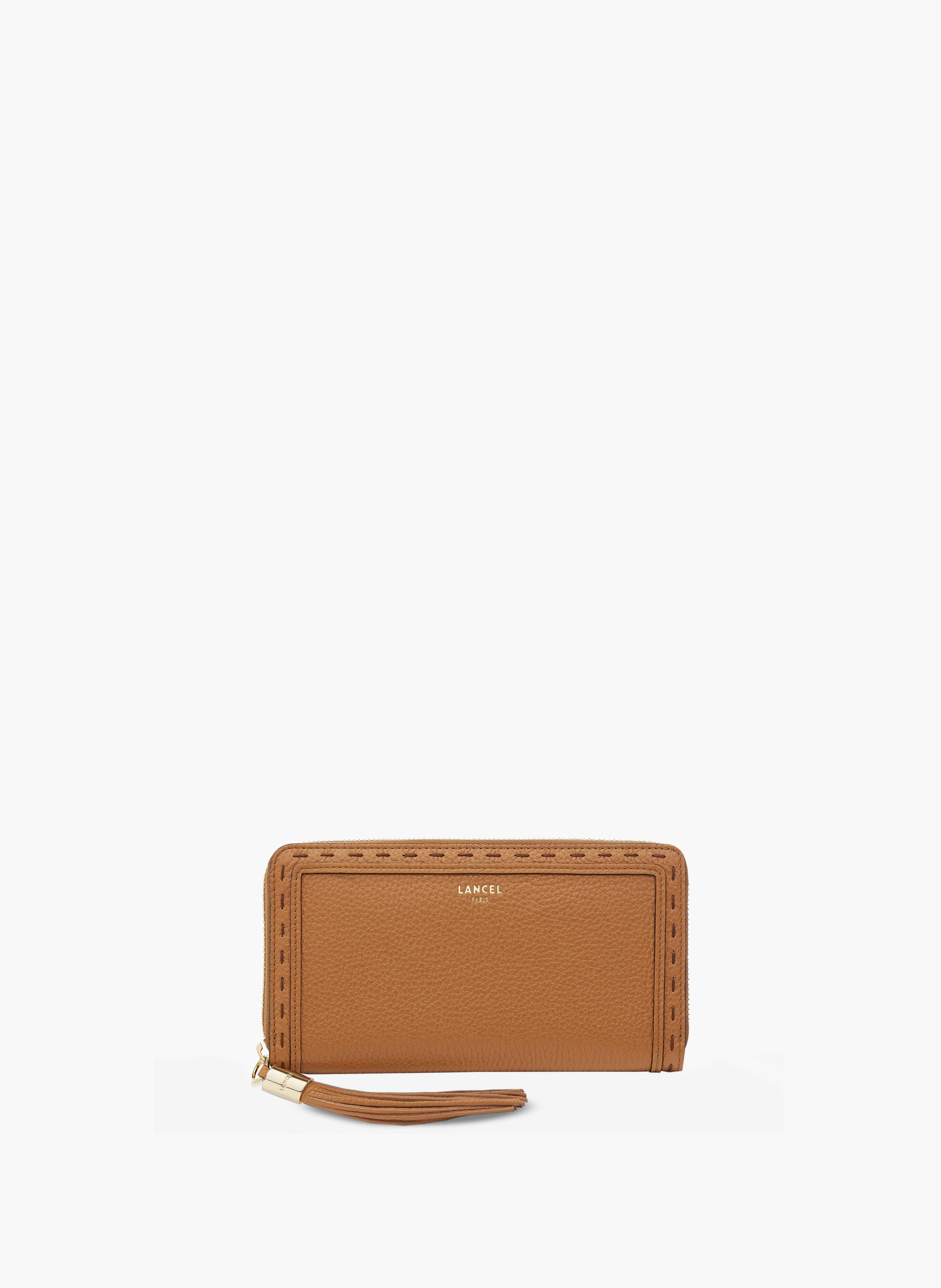 Lange ritssluiting portemonnee van Lancel in leer  Camel