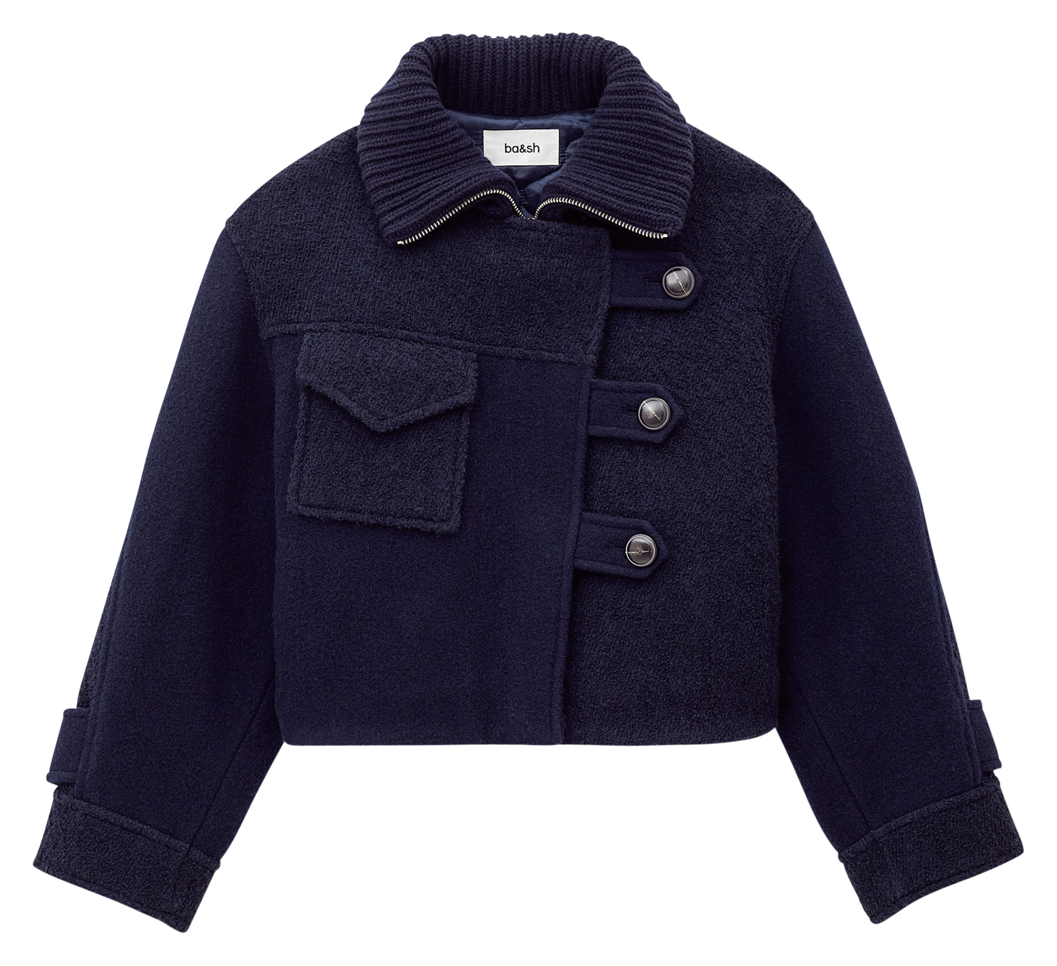 Manteau droit col montant zippé dora BA&SH Bleu