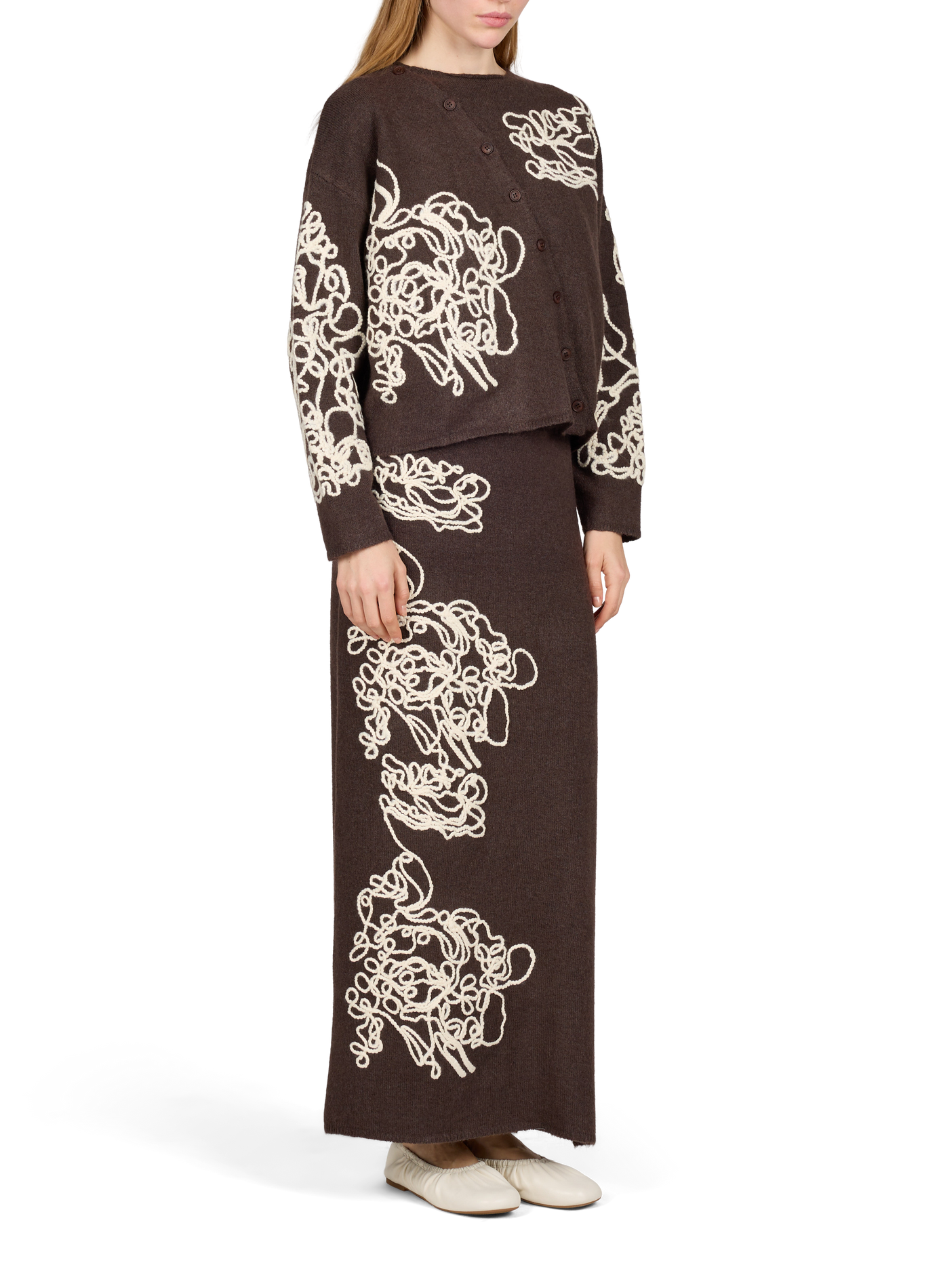 Long straight knit skirt MUS & BOMBON Brown