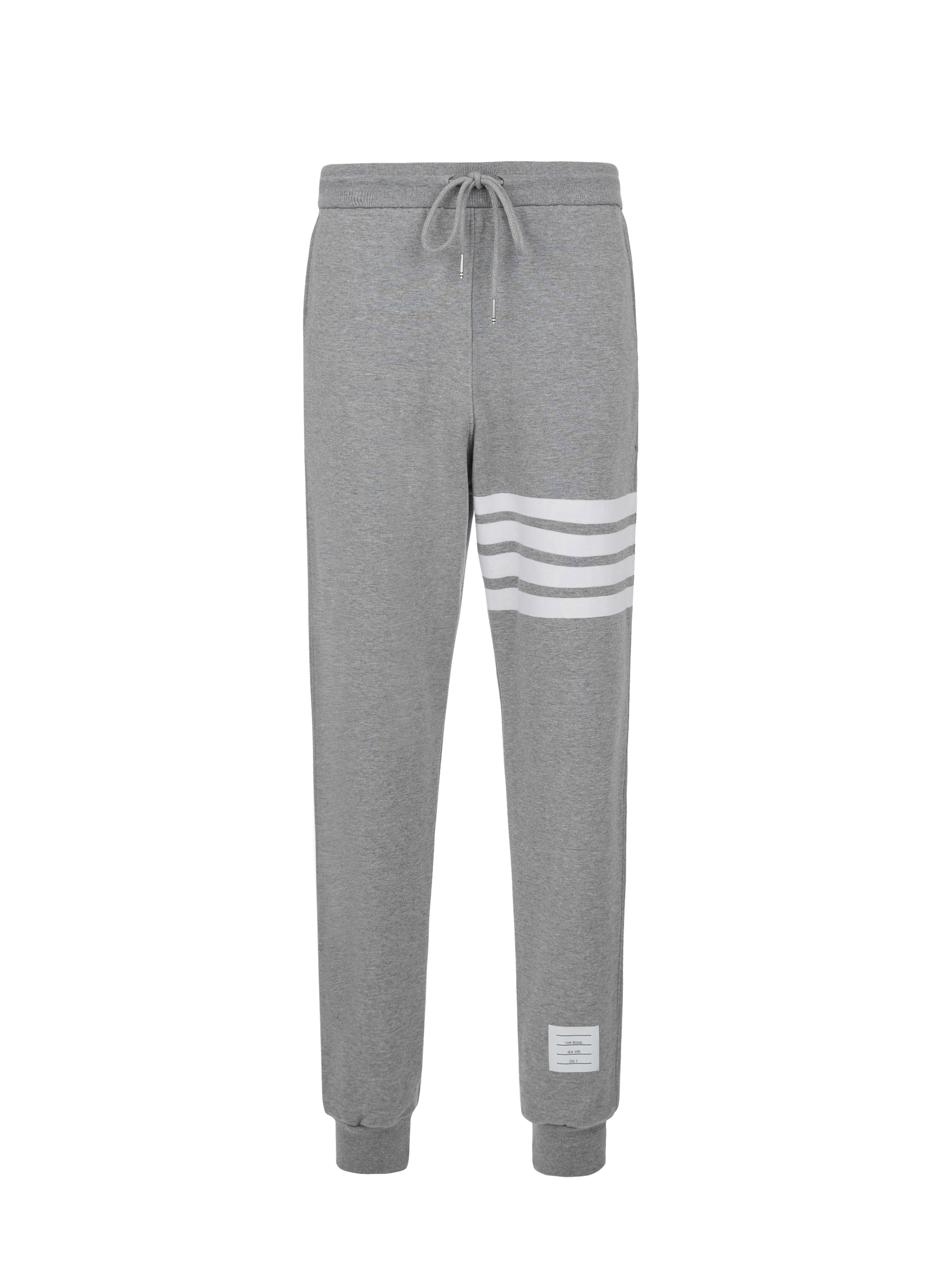 THOM BROWNE Four-stripe Cotton Joggers  Grey