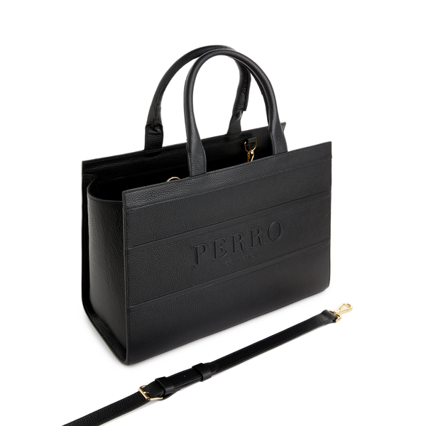Perro Leather Pet Travel Bag In Black