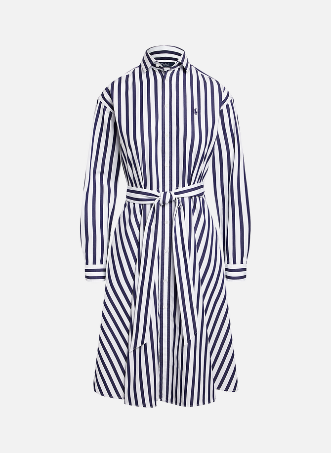 POLO RALPH LAUREN striped cotton midi dress