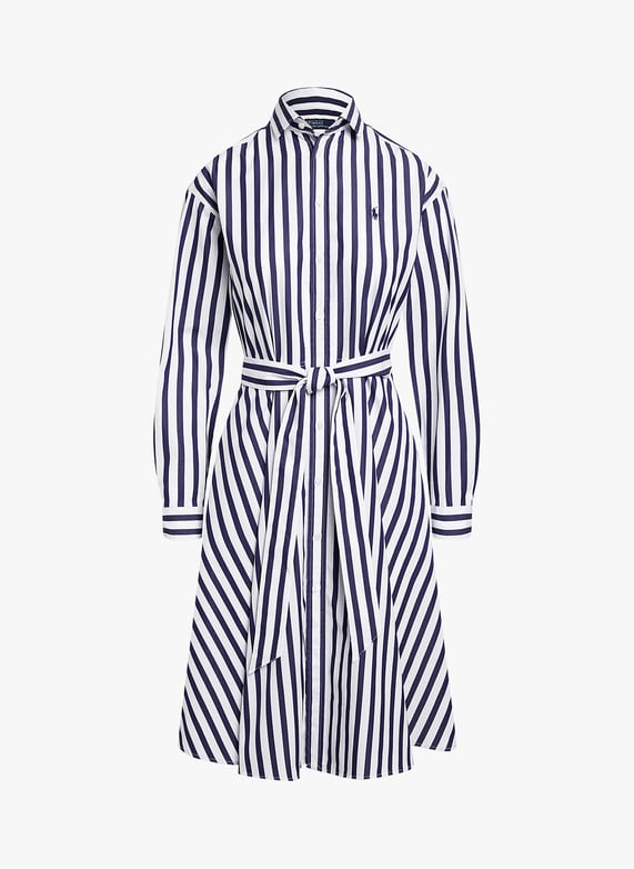 Polo ralph lauren blue striped cotton midi dress Women Printemps