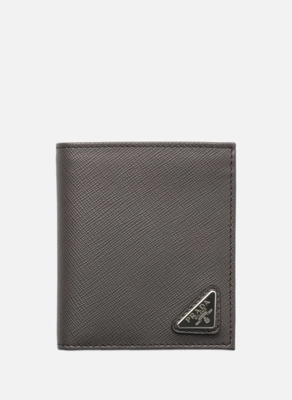Portefeuille en cuir saffiano Gris by PRADA PRADA Portefeuille en cuir saffiano Gris