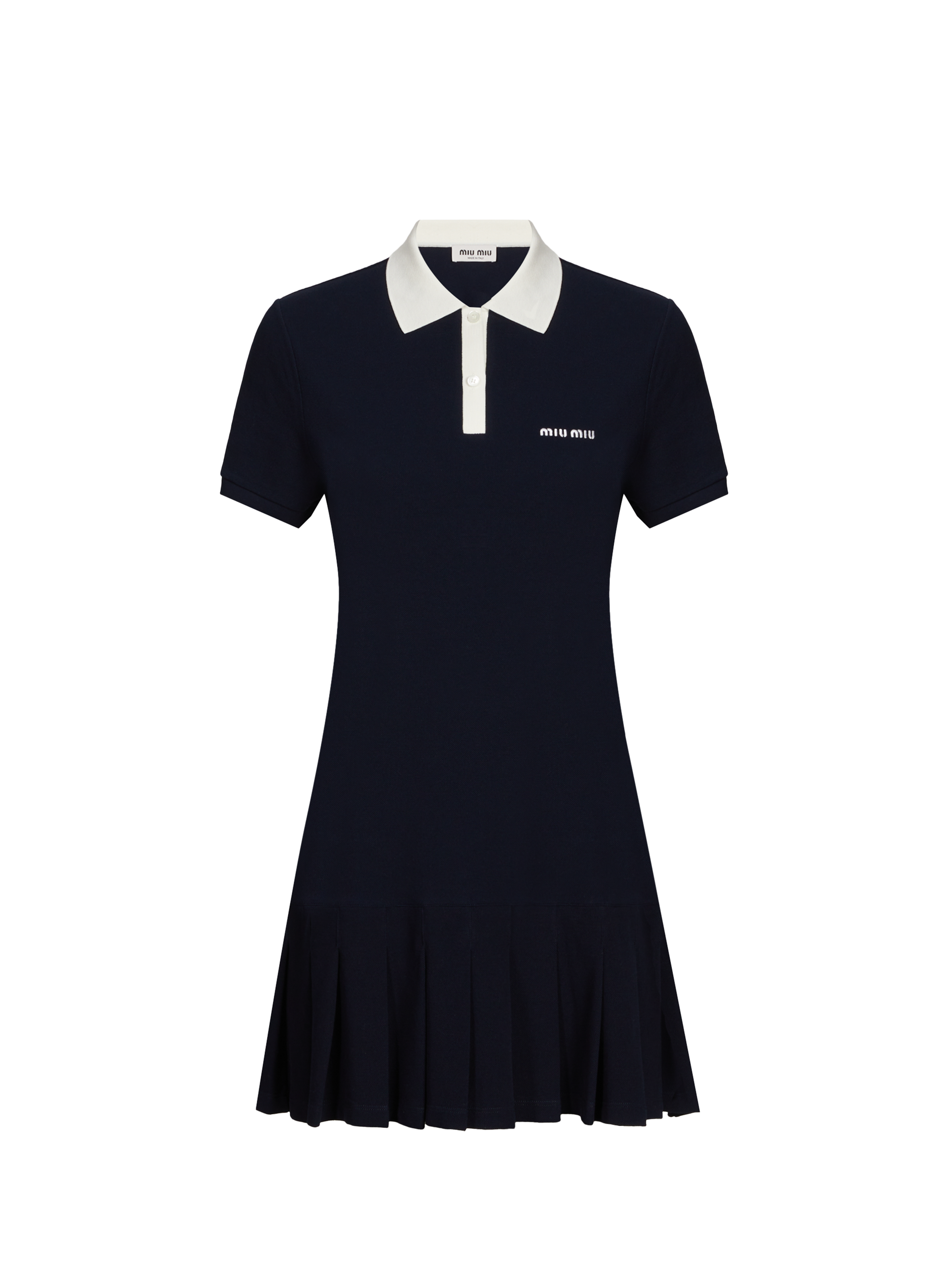 Robe polo en piqué de coton MIU MIU Bleu