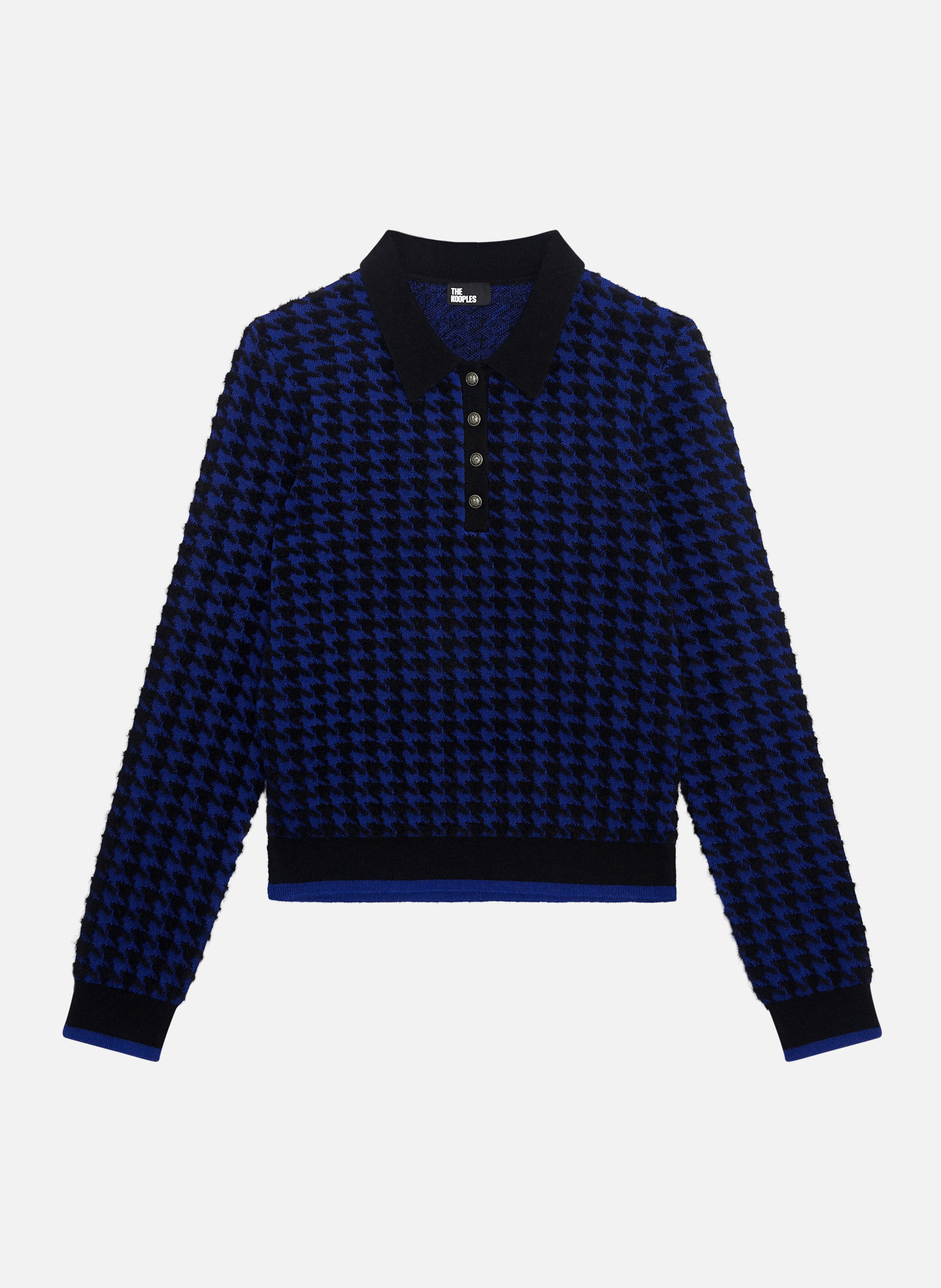 Pull col polo en pied de poule THE KOOPLES Noir