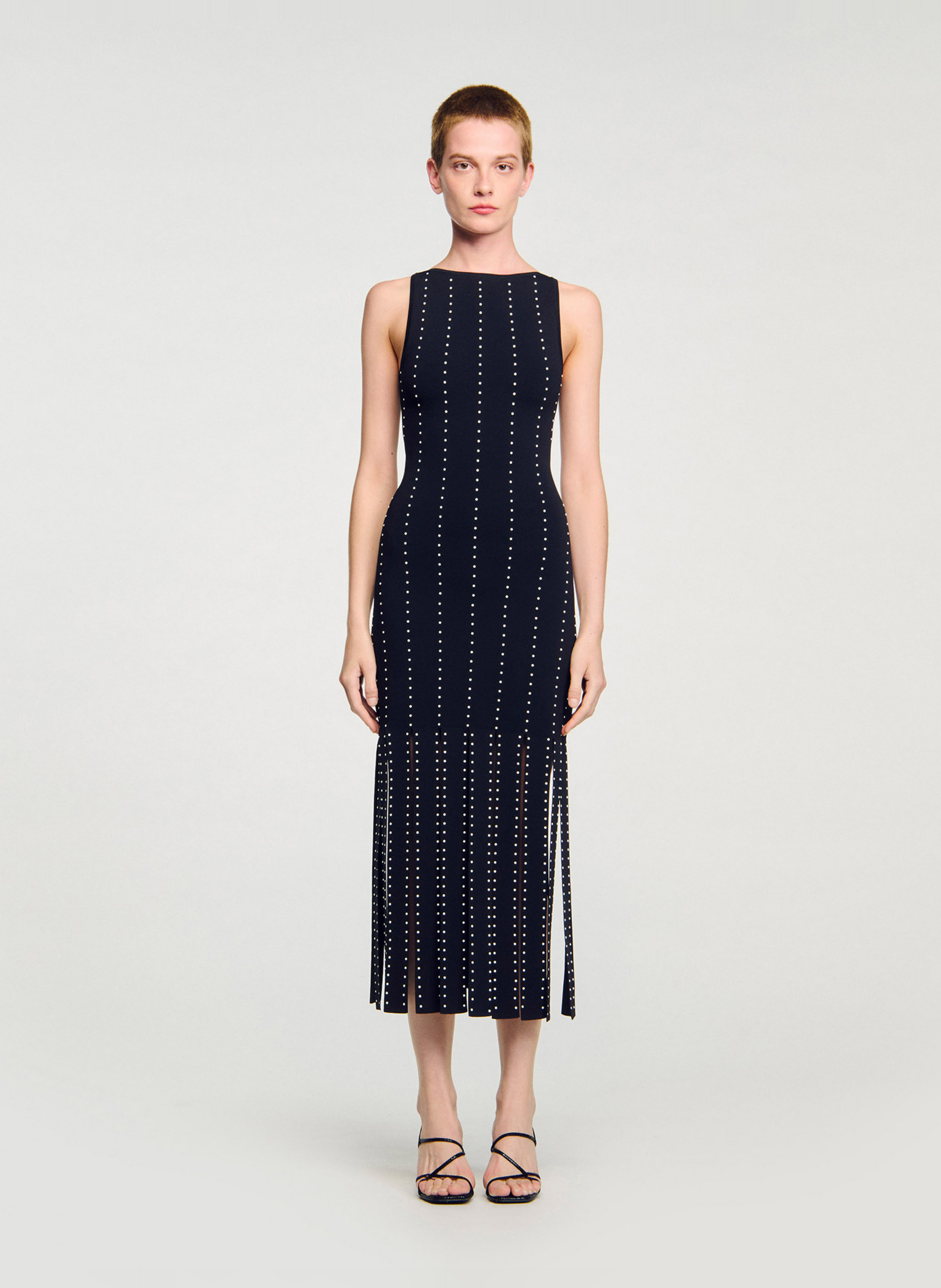 Robe midi col bateau SANDRO Noir