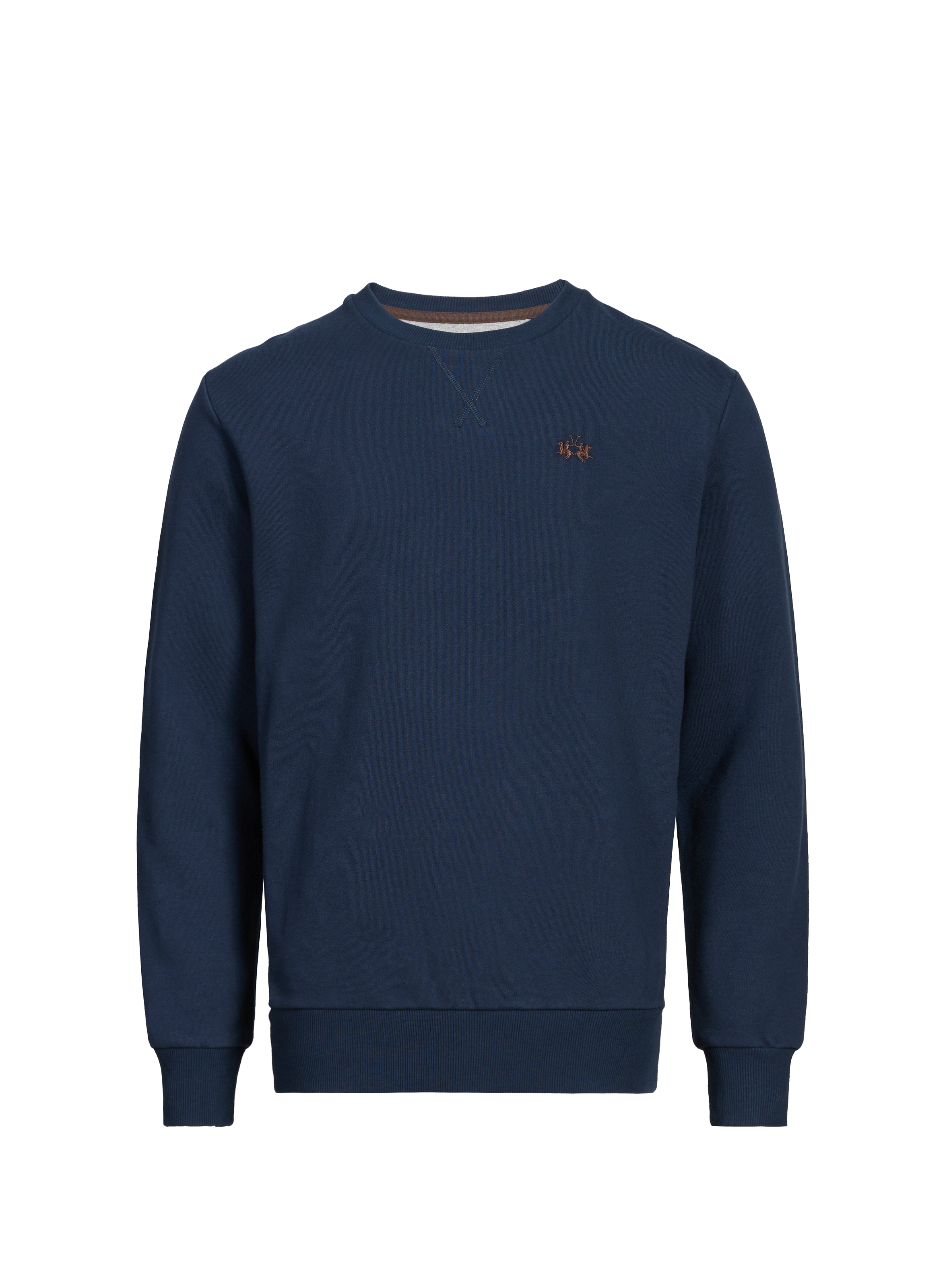 LA MARTINA Straight round neck cotton sweater Blue