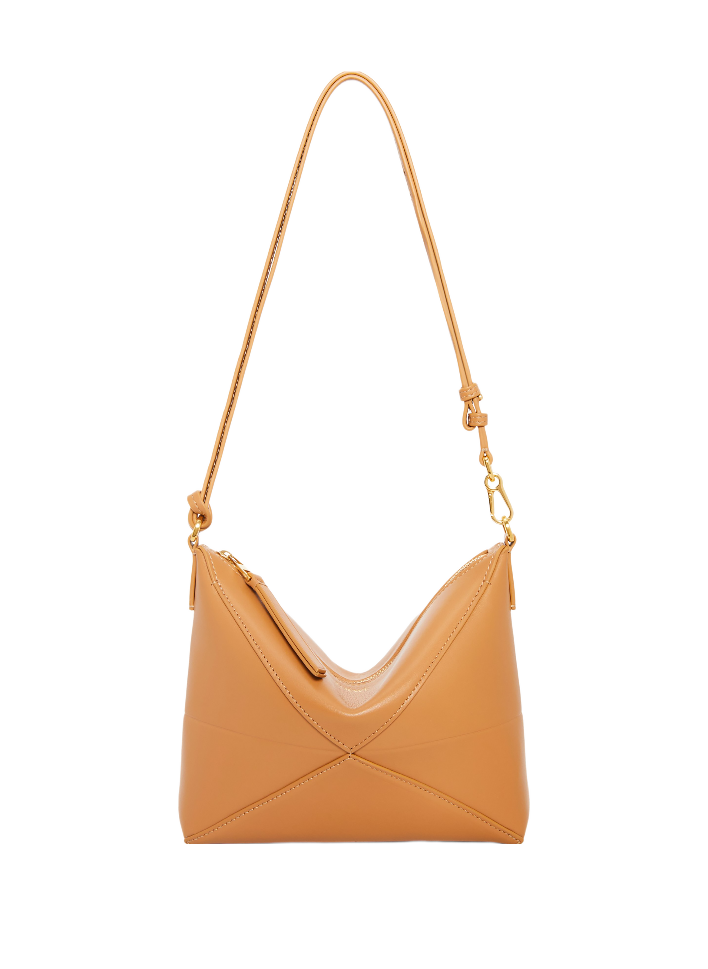 LOEWE Puzzle Fold pouch en cuir de veau nappa brillant Marron