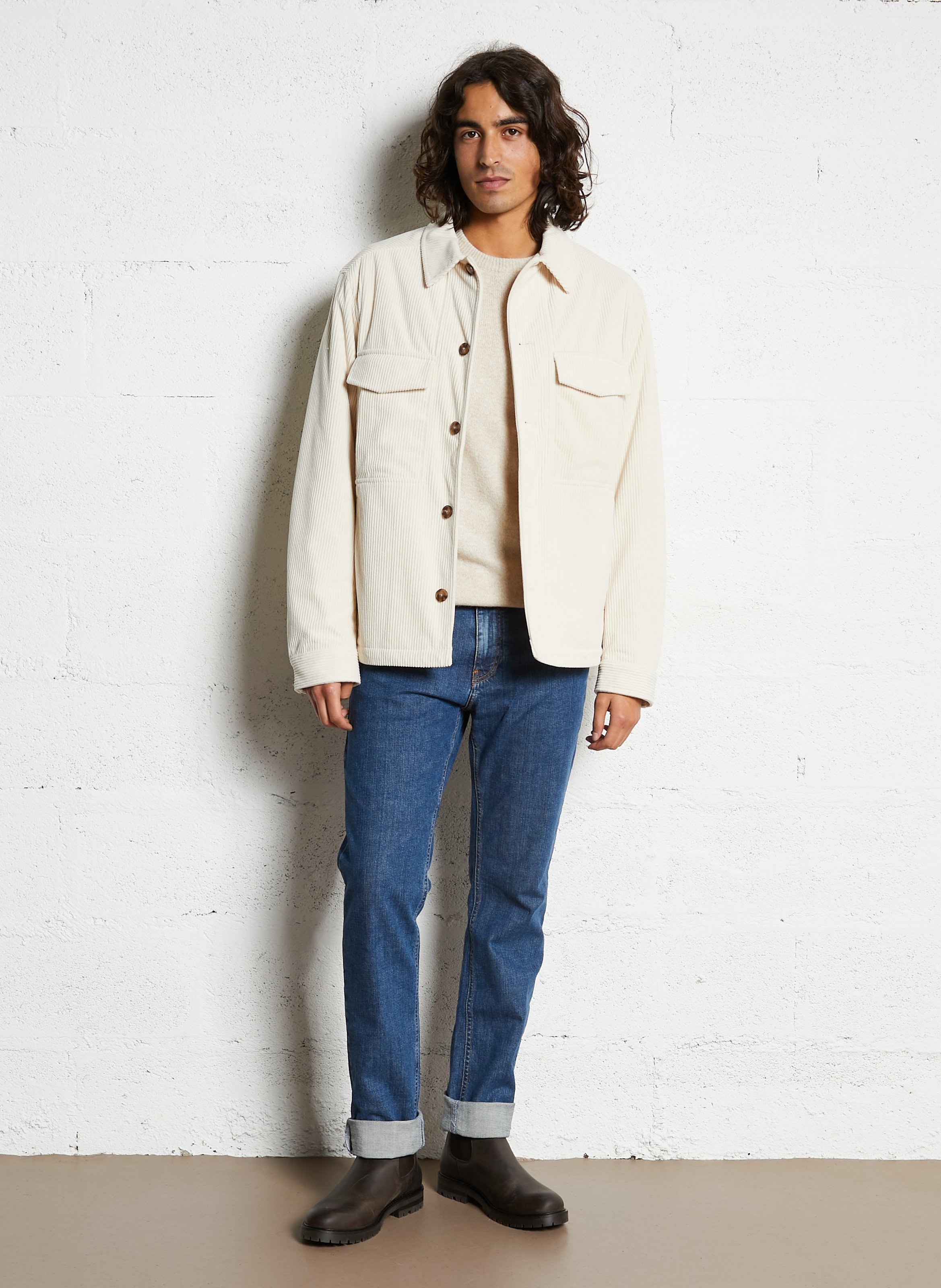 Veste col classique en velours côtelé IKKS Blanc