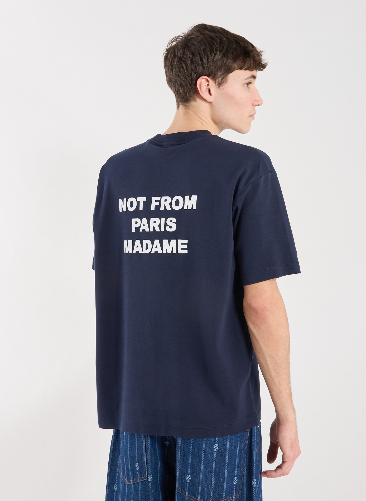 T-Shirt ample sérigraphié en coton DROLE DE MONSIEUR Bleu