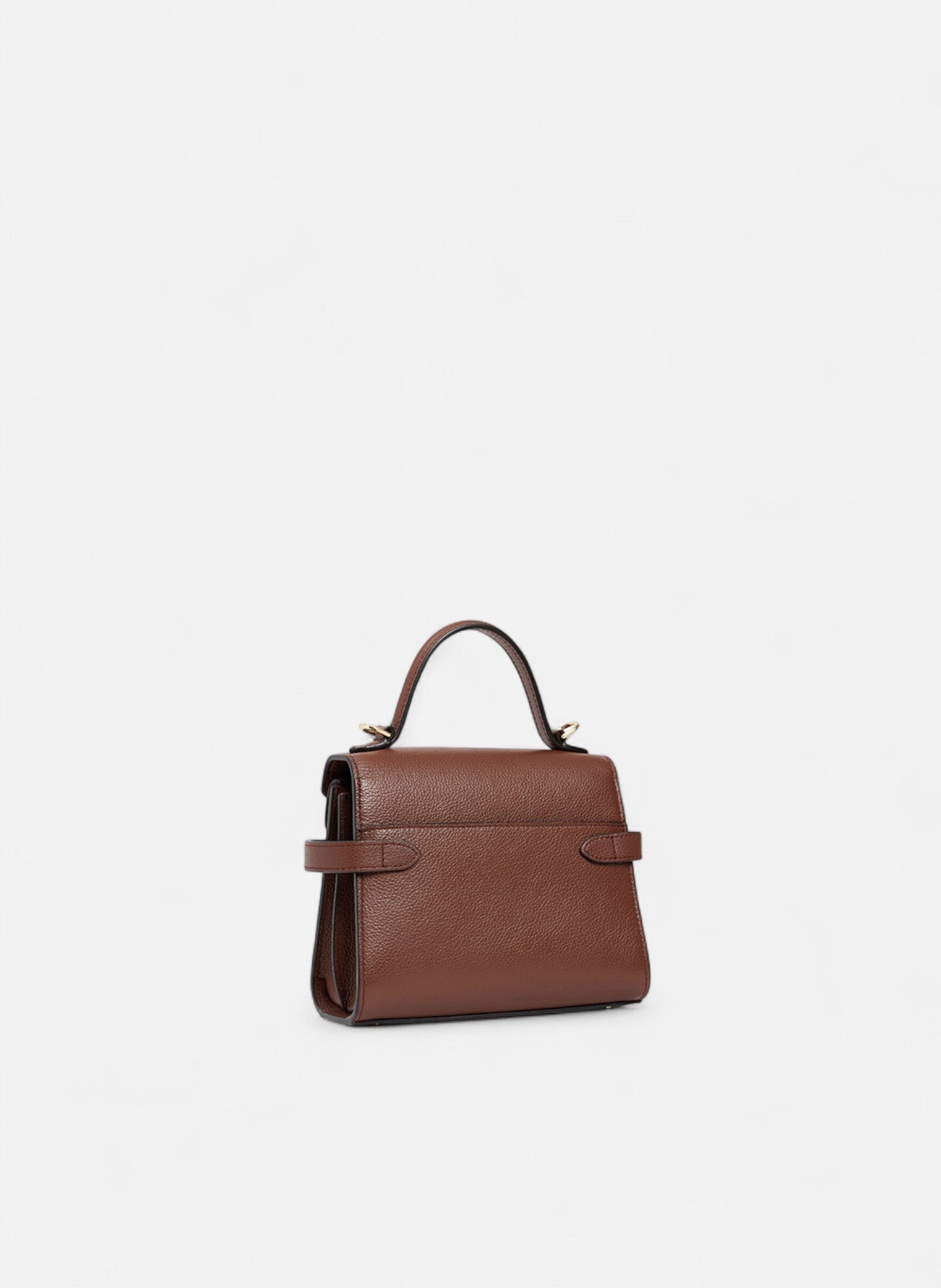 Petit sac à main double rabat emilie en cuir grainé LE TANNEUR Marron