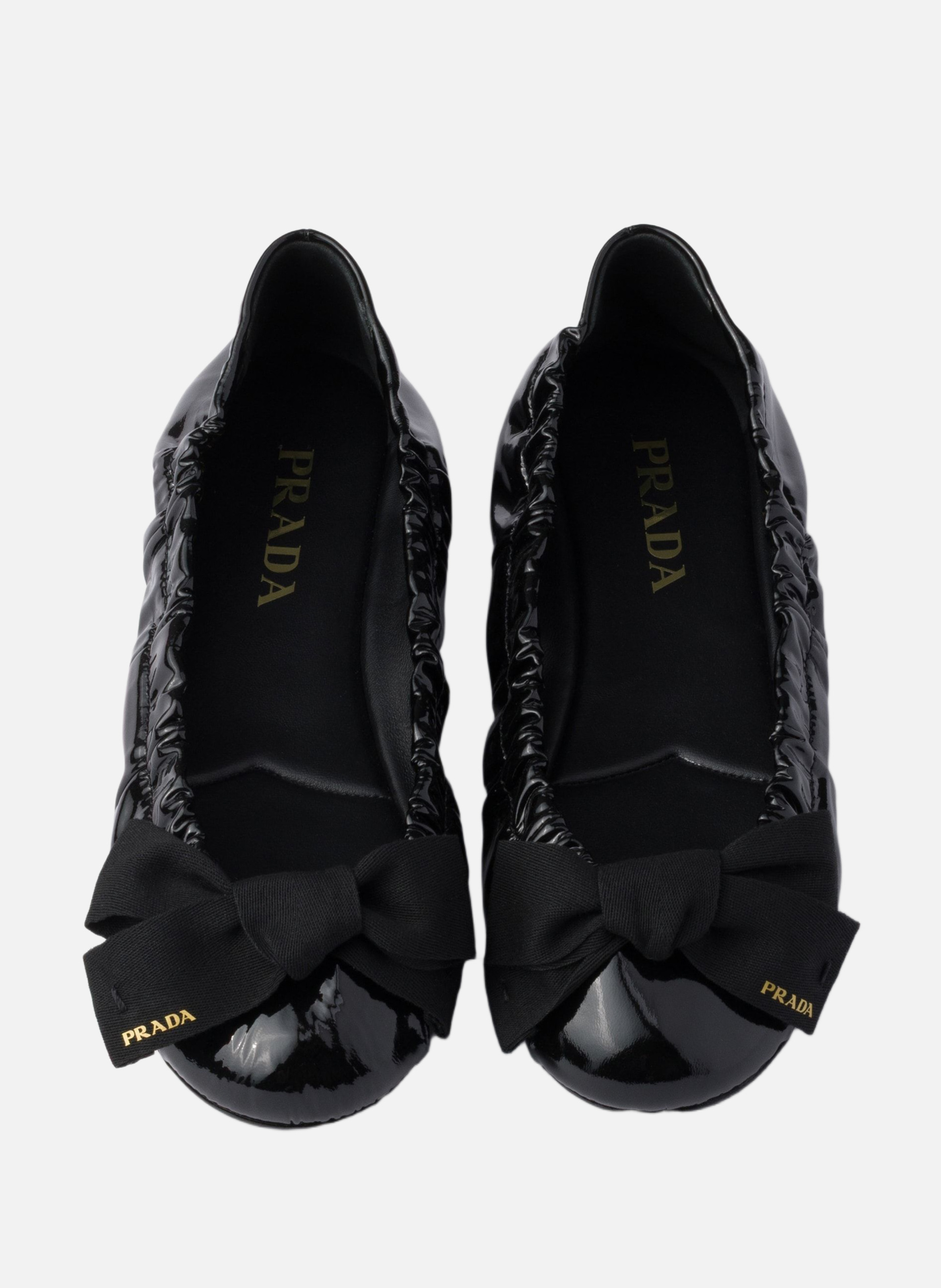 Ballerines en cuir verni avec nœud PRADA Noir