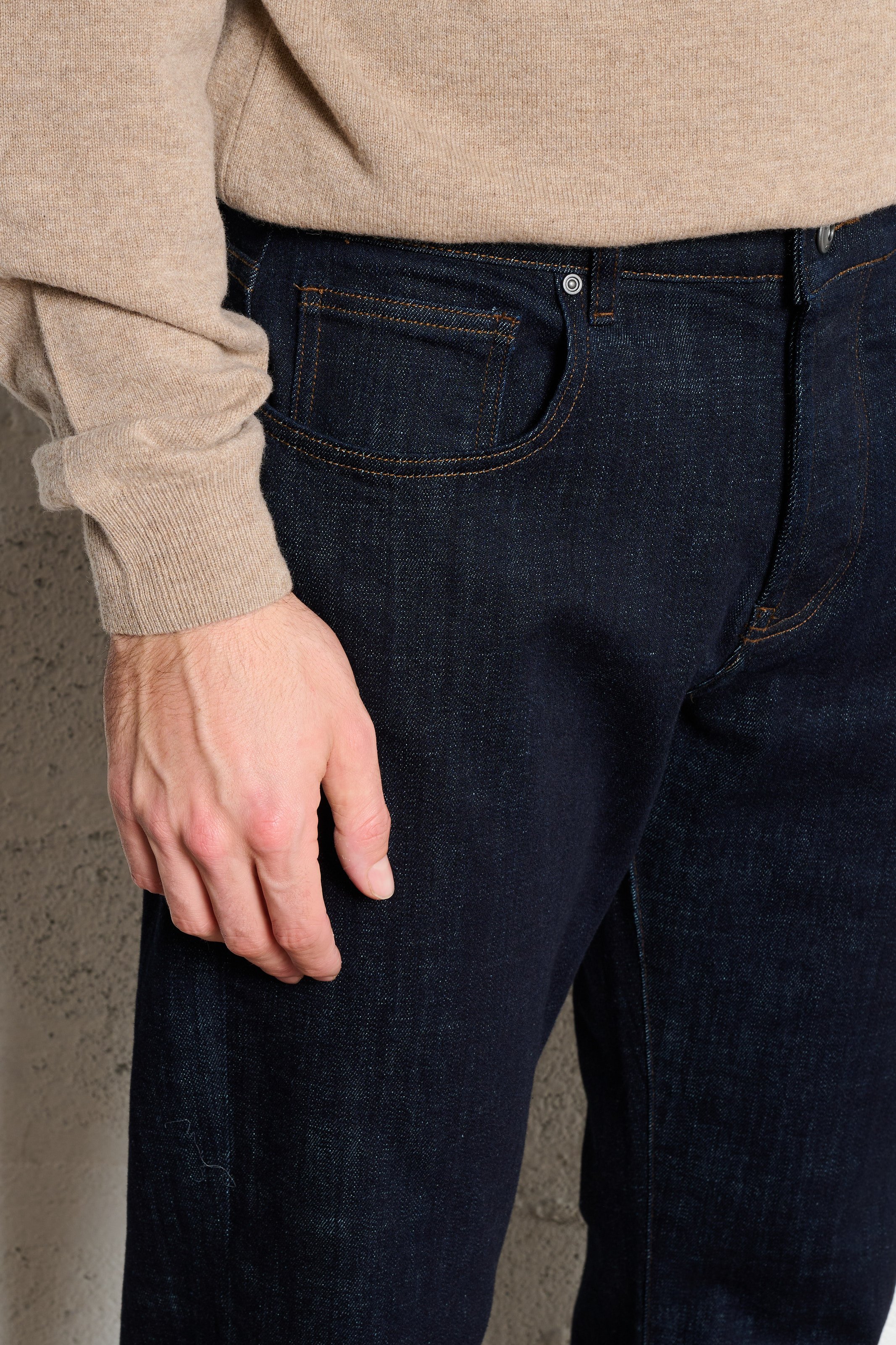 Jean droit en coton mélangé serge IKKS Bleu