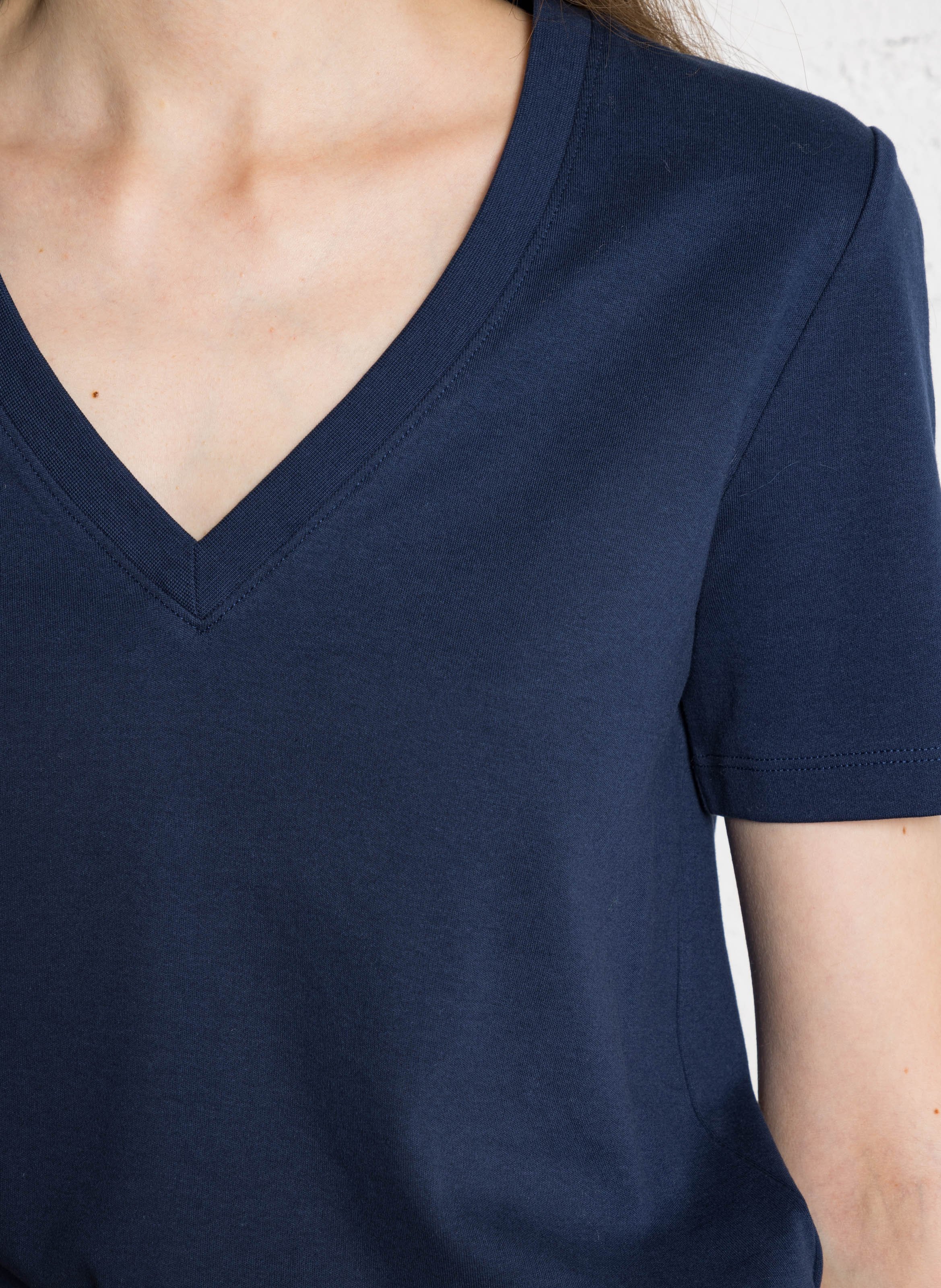 Tee-shirt droit col v en coton dana MAISON 123 Violet