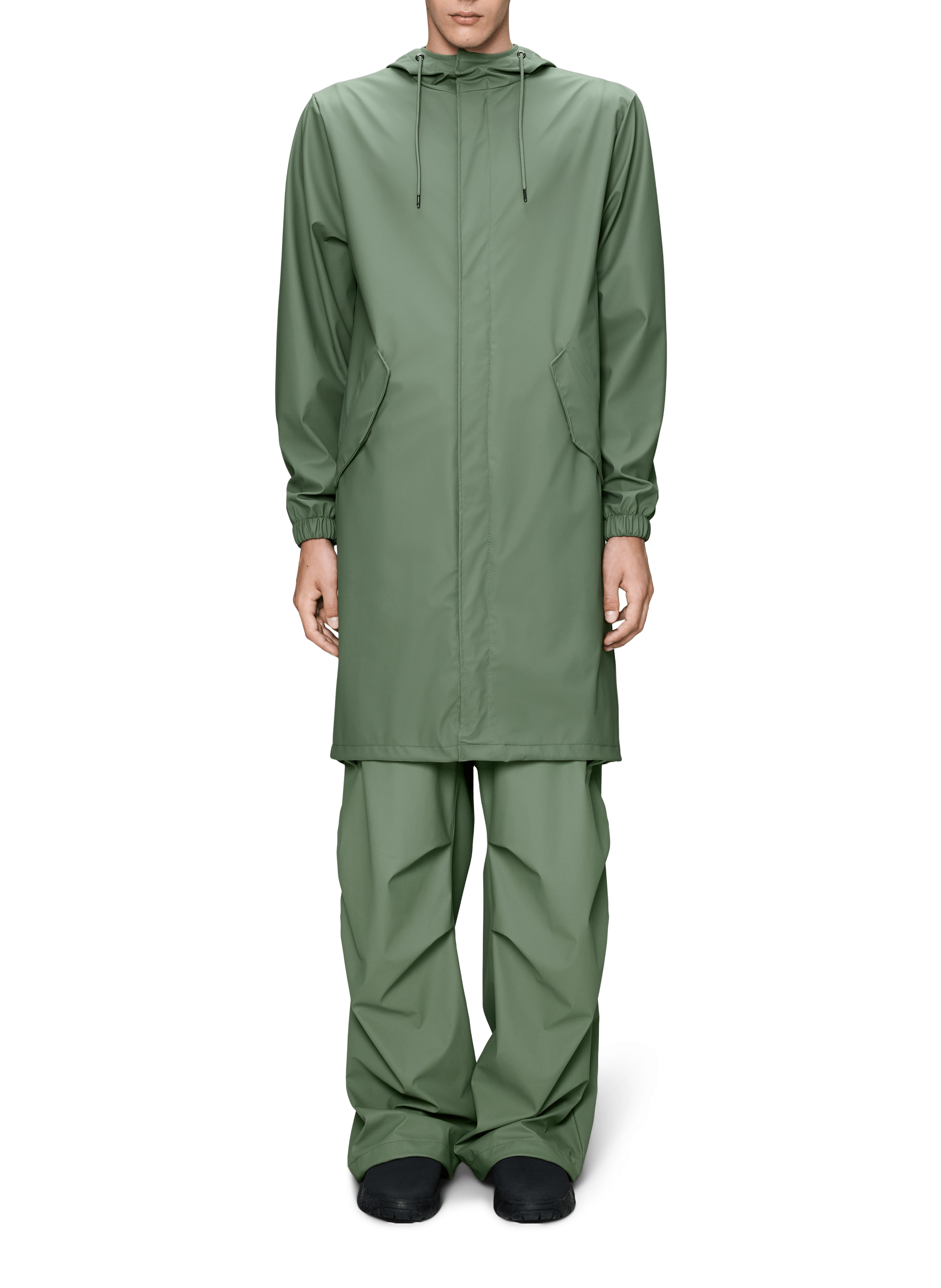 Imperméable uni à capuche RAINS Vert