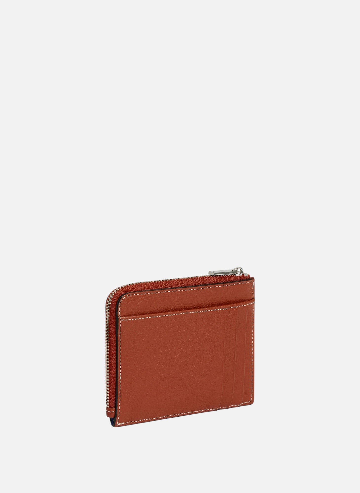 Porte cartes zip en l emile en cuir grainé LE TANNEUR Marron