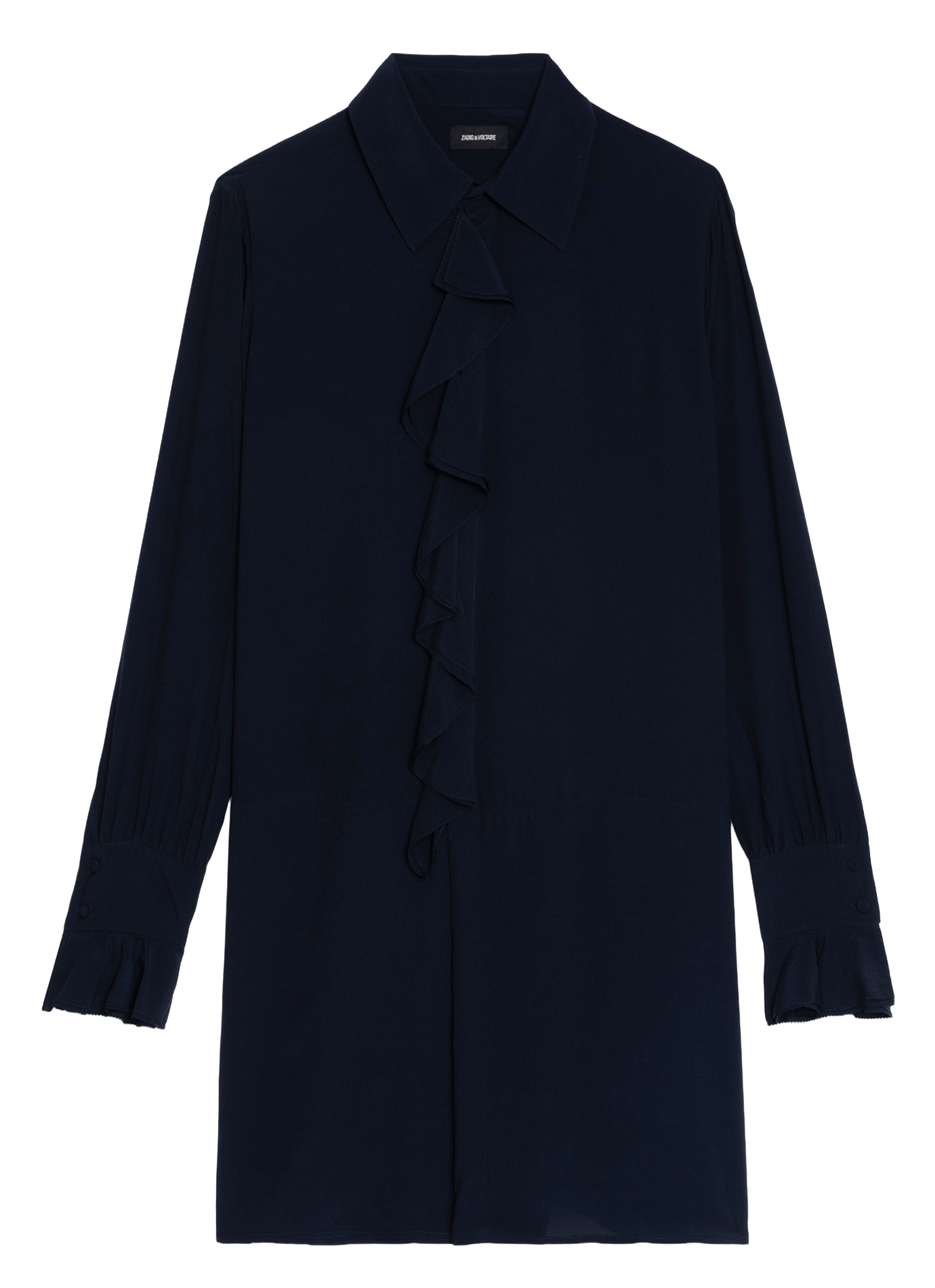 Robe courte chemise unie à détails volants rhelyne ZADIG&VOLTAIRE Bleu