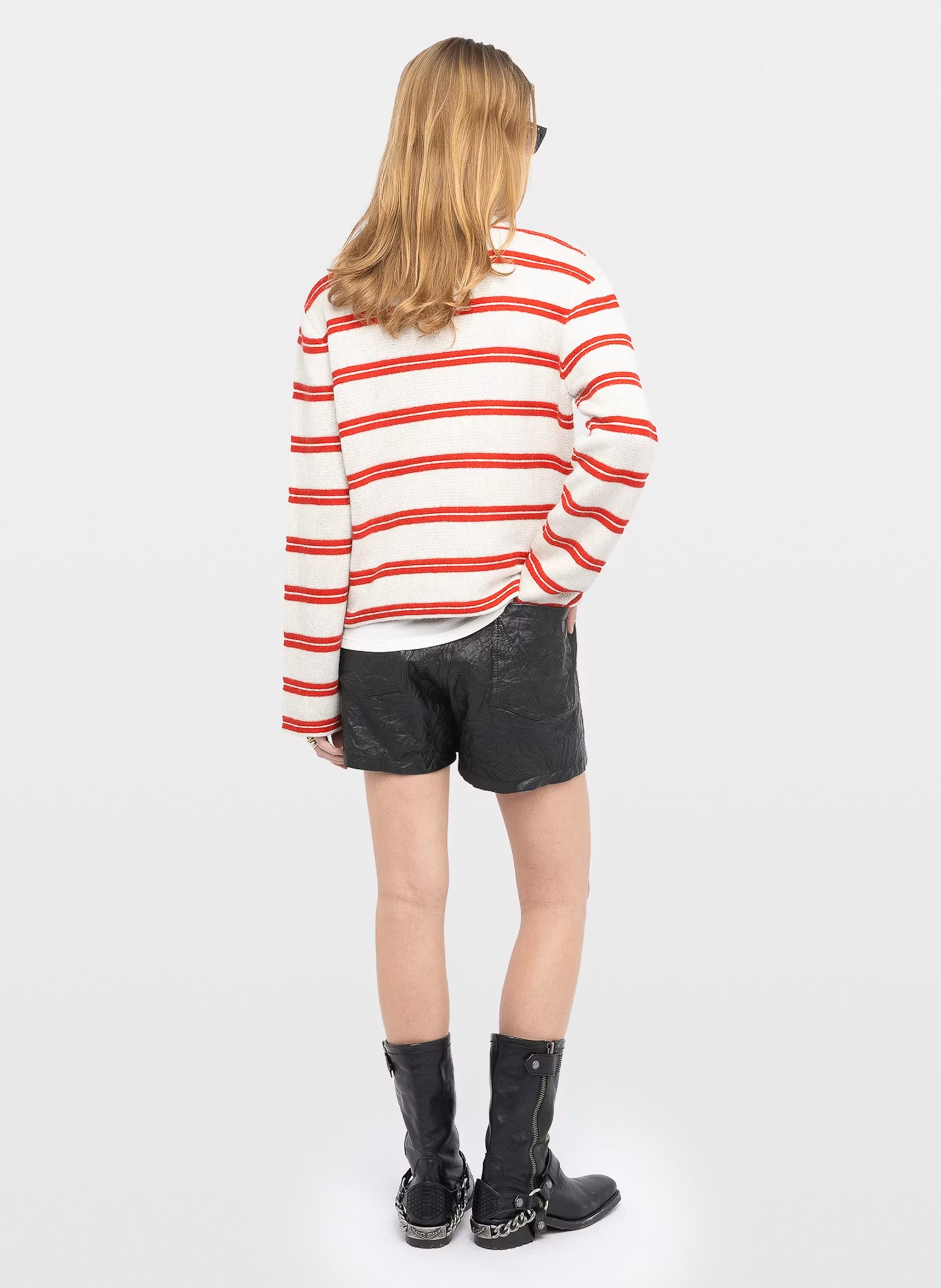 Pull droit col rond en laine et cachemire spikyz ZADIG&VOLTAIRE Gris