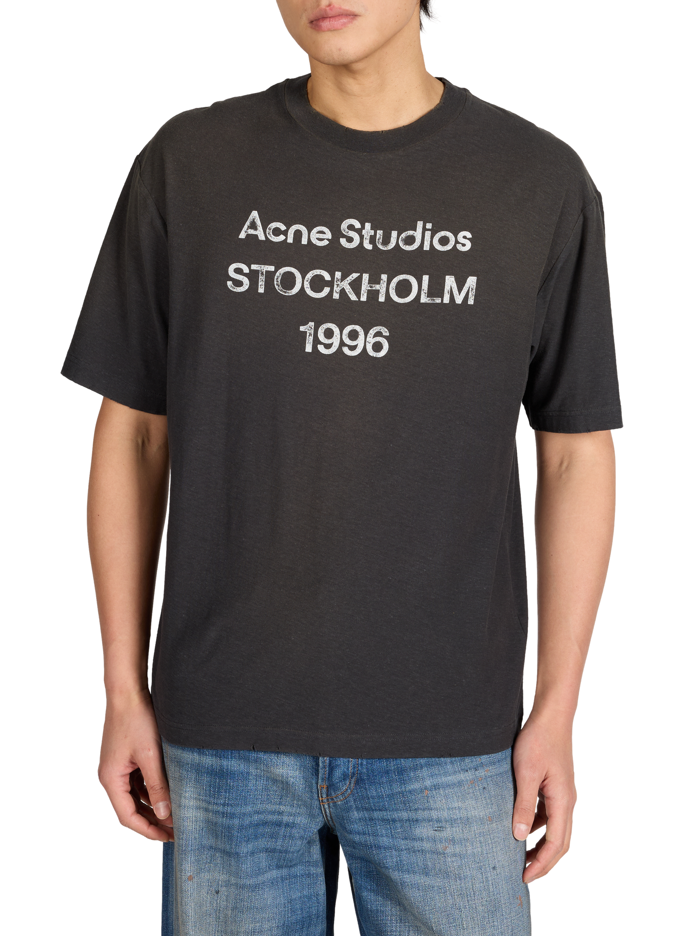 Cotton and hemp t-shirt ACNE STUDIOS Black