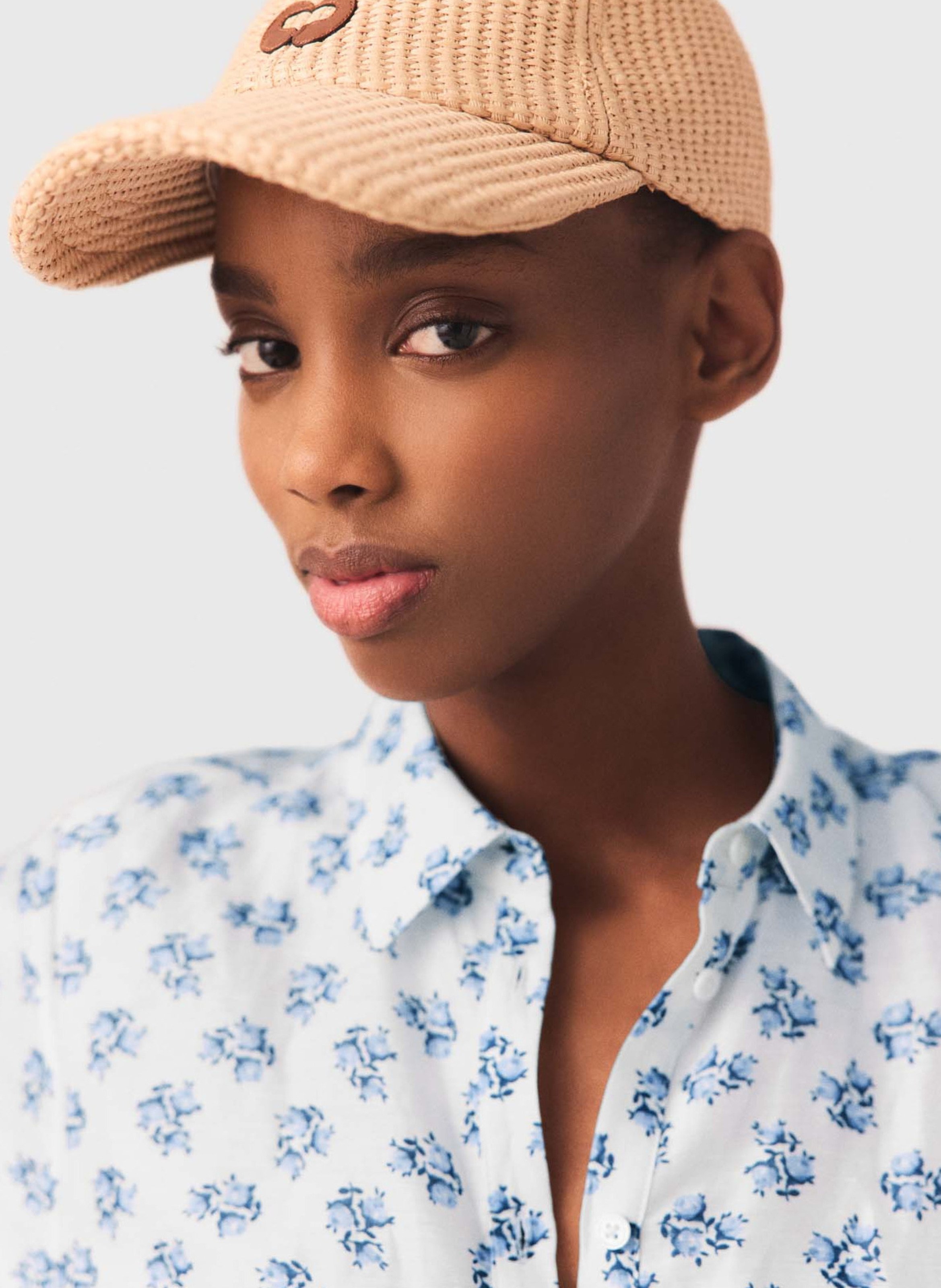 Casquette tissée raphia à logo MAJE Beige