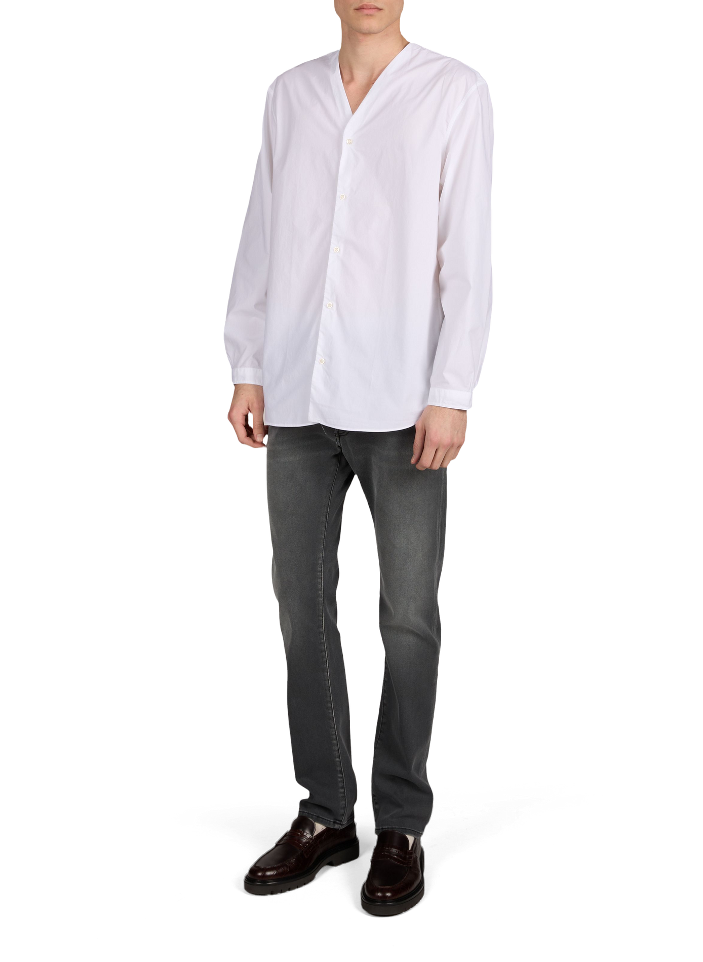 Chemise encolure V en coton OFFICINE GENERALE Blanc