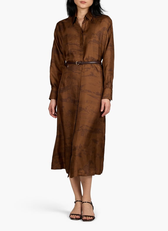 Satin and printed silk dress Brown Max mara studio - Women | Printemps Satin and printed silk dress Brown Max mara studio - Women | Printemps