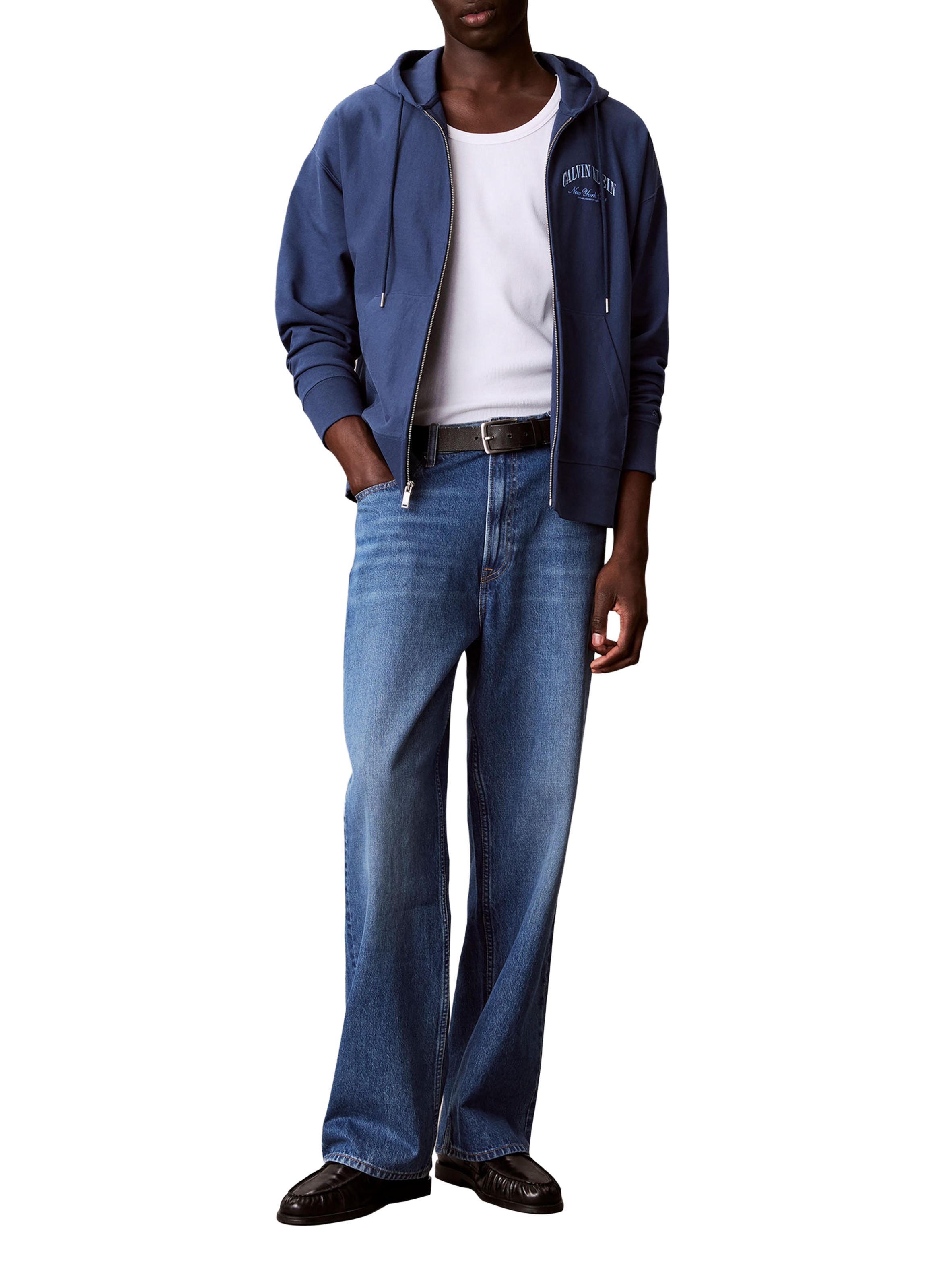 Sweatshirt zippé à capuche CALVIN KLEIN Bleu