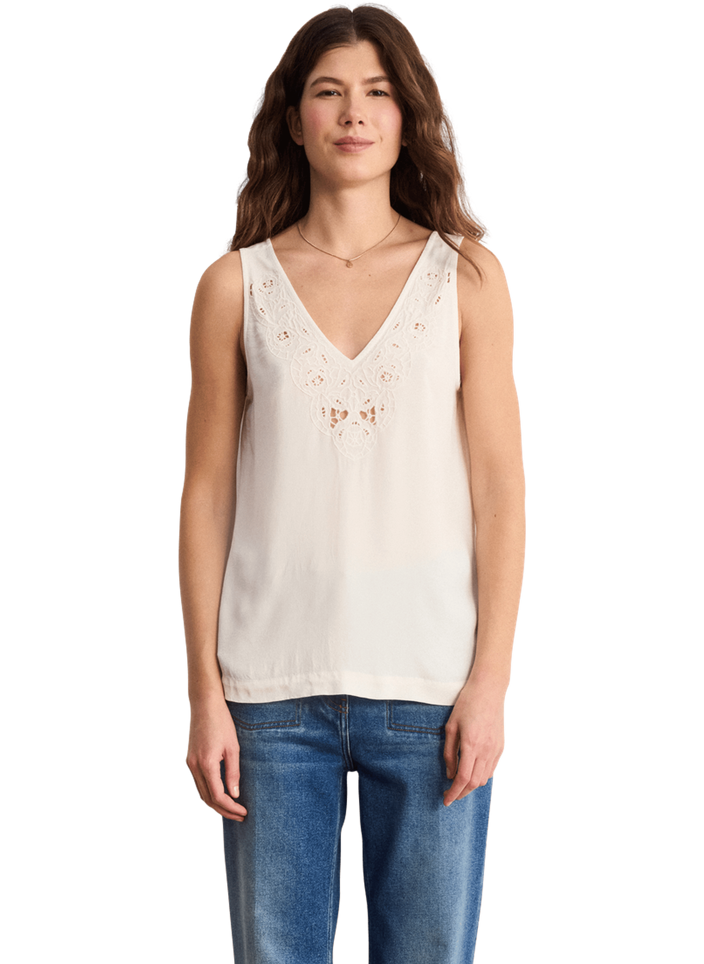 Top fluide à dentelle - christelle PABLO Beige