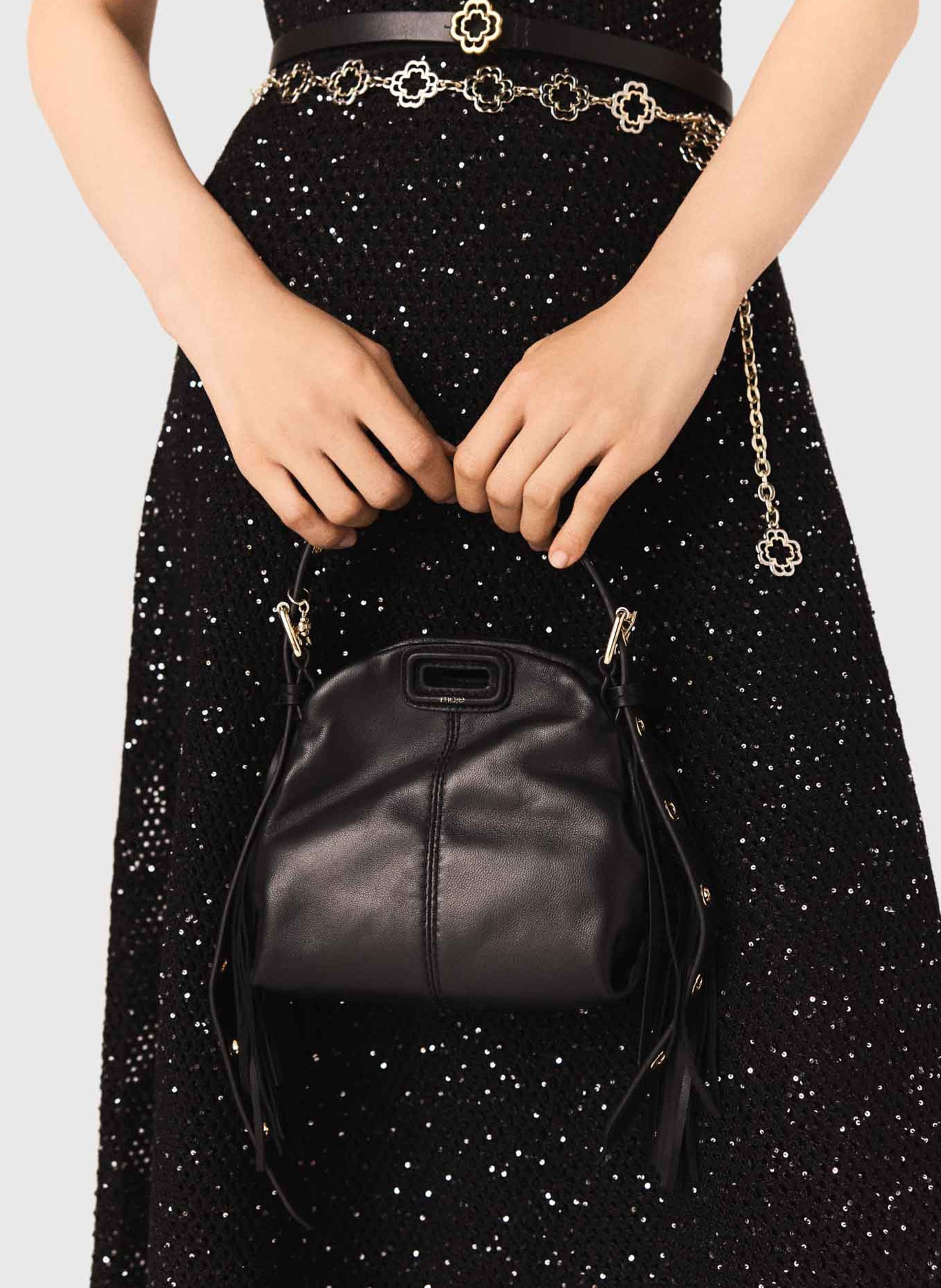 Sac bandoulière en cuir miss m MAJE Noir