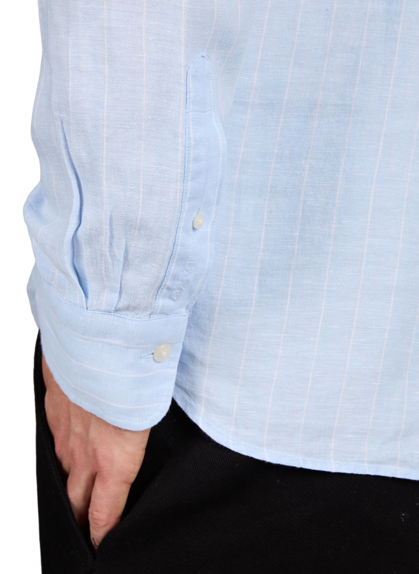 Chemise droite à rayures en lin GANT Bleu