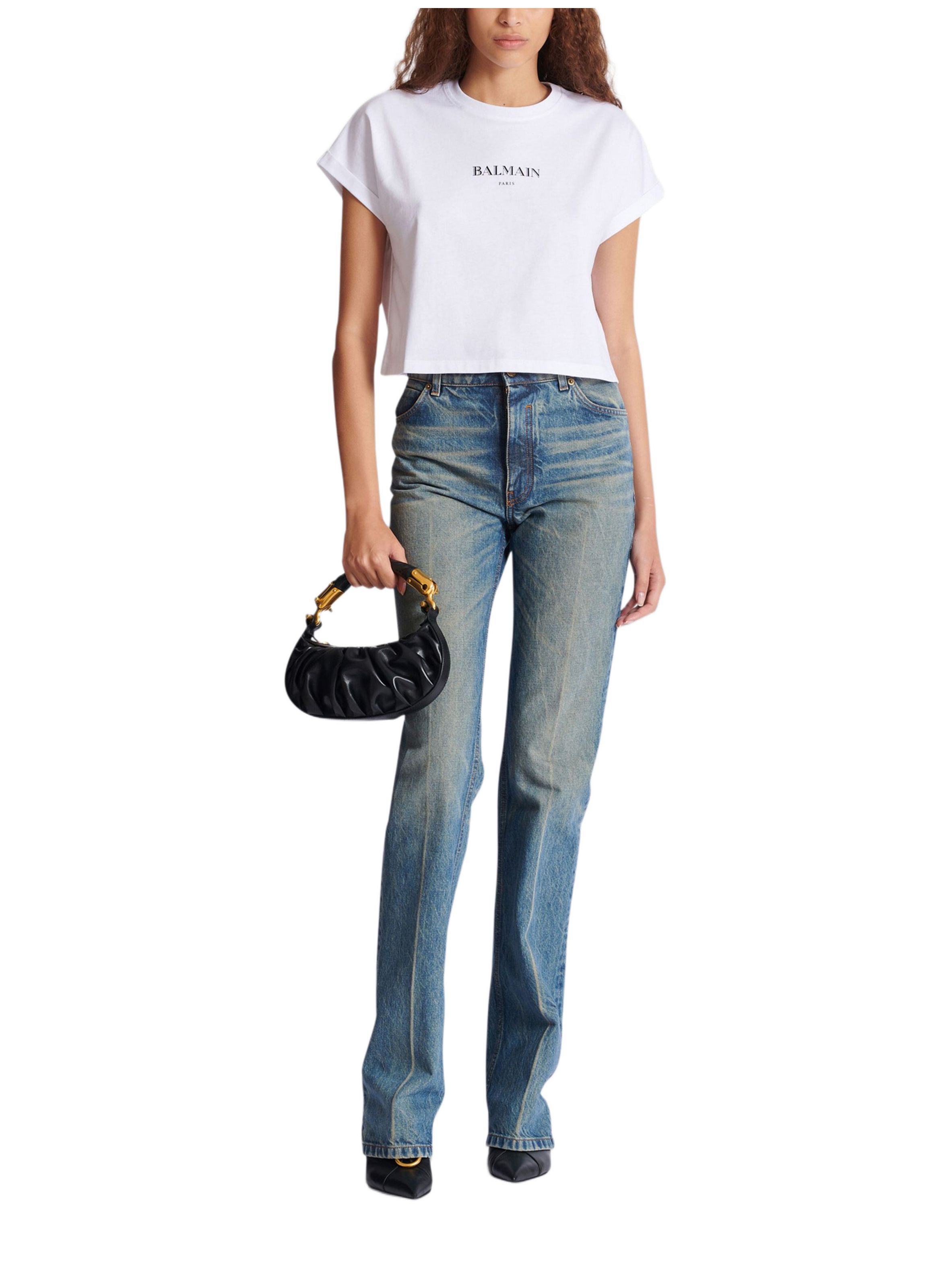 T-shirt court avec imprimé balmain BALMAIN Blanc