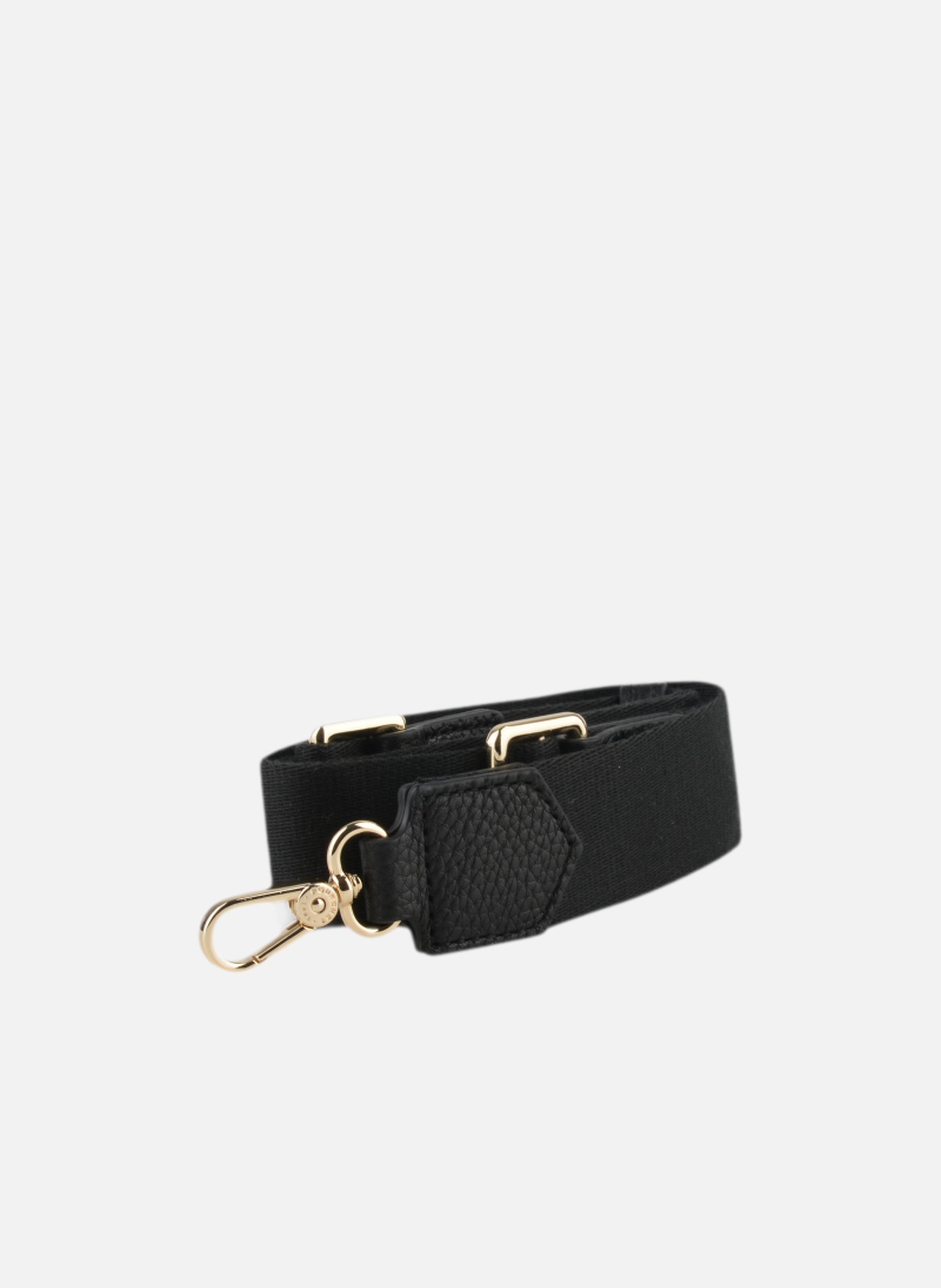 Bandoulière | bandoulière de sac en coton garni cuir  Noir