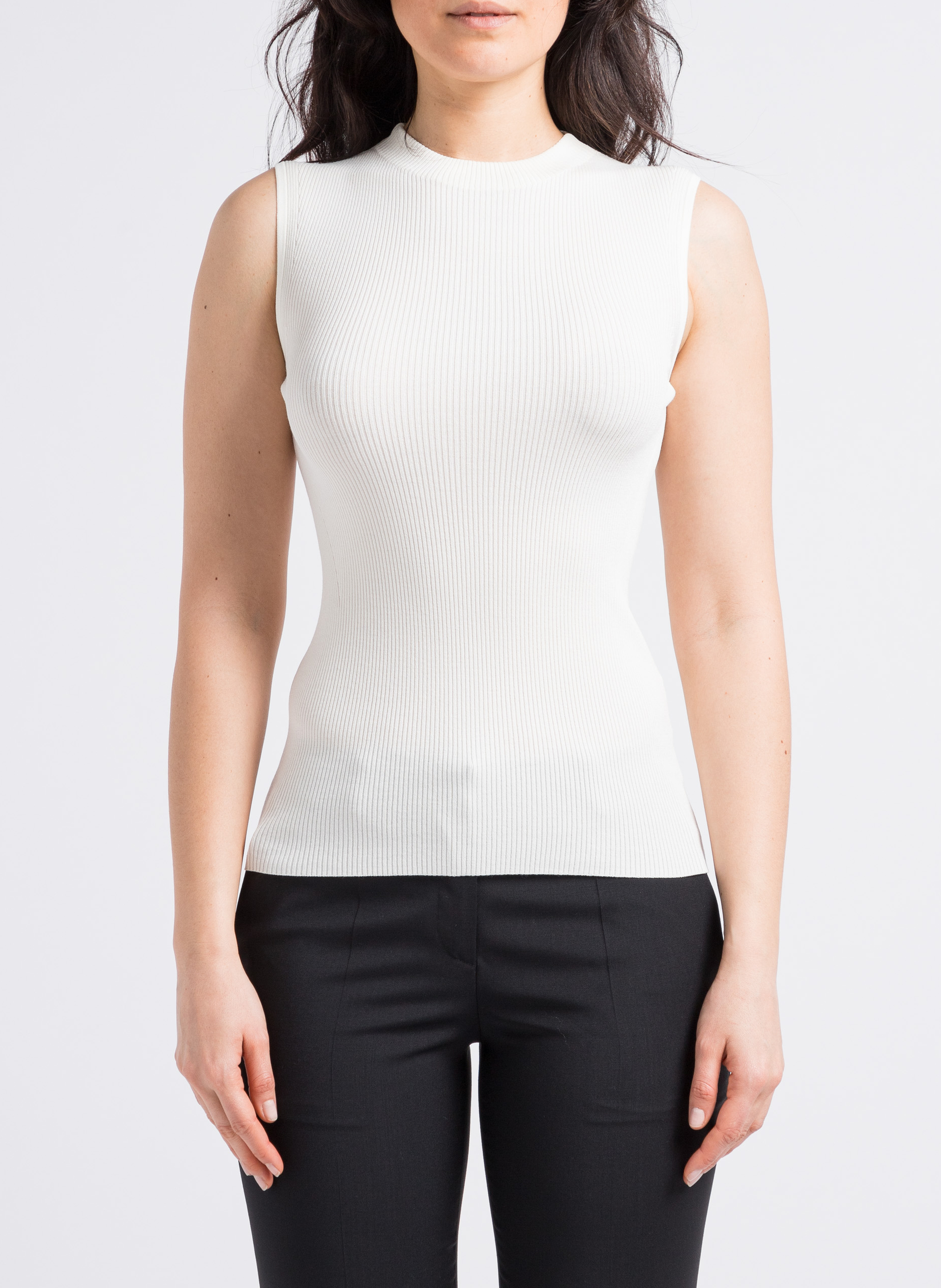 Tee-shirt côtelé sans manches à bords-côtes BOSS Beige