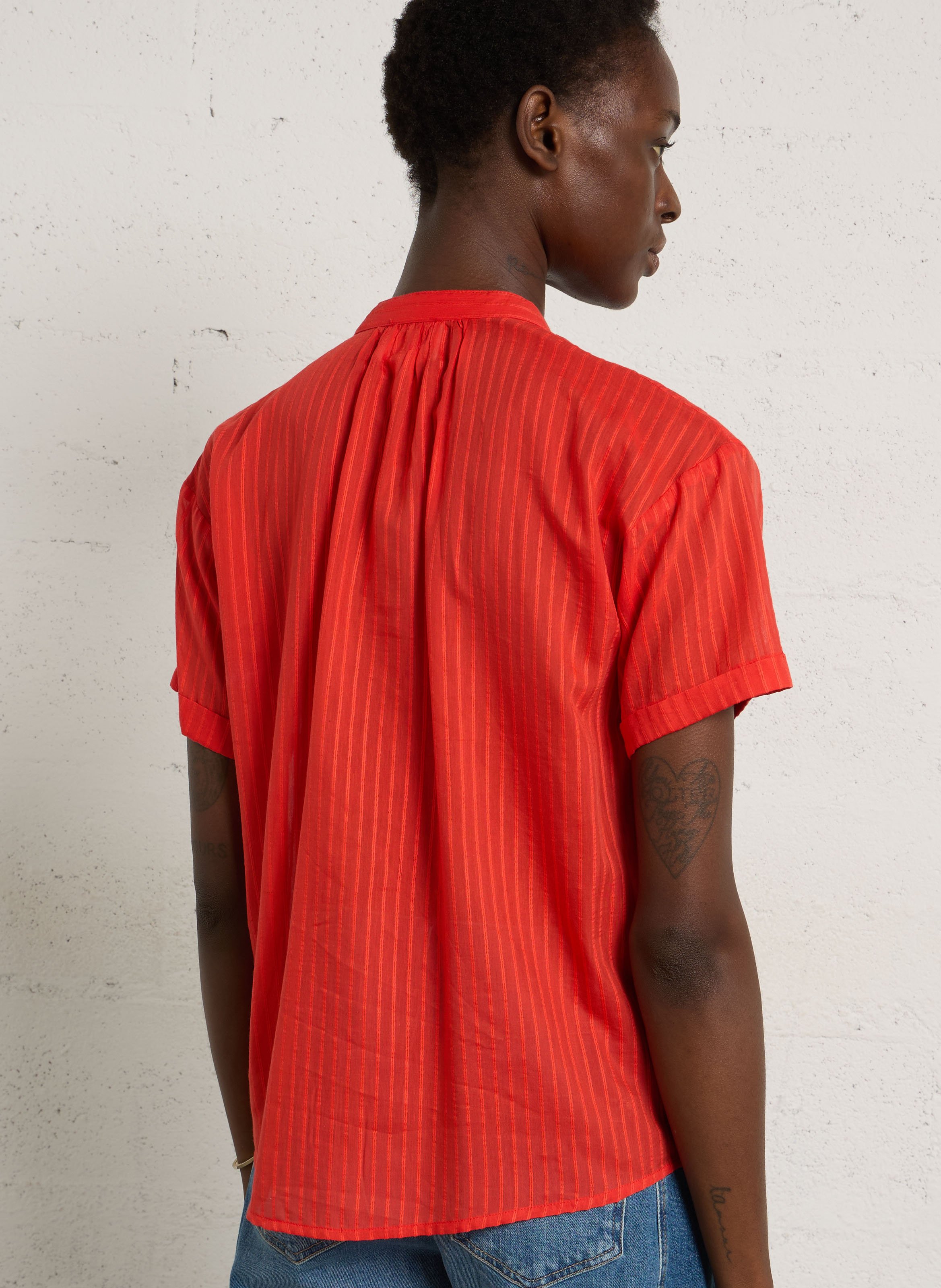 Chemise col rond en coton mélangé devika | Orange MAISON 123 Femme