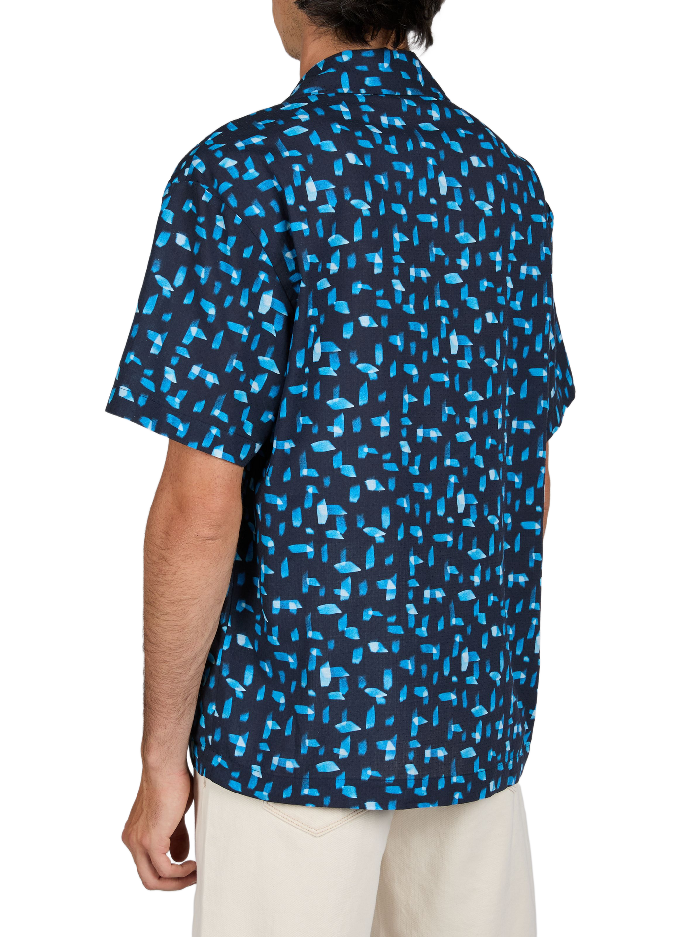 Textured cotton shirt with print ARMANI Blue