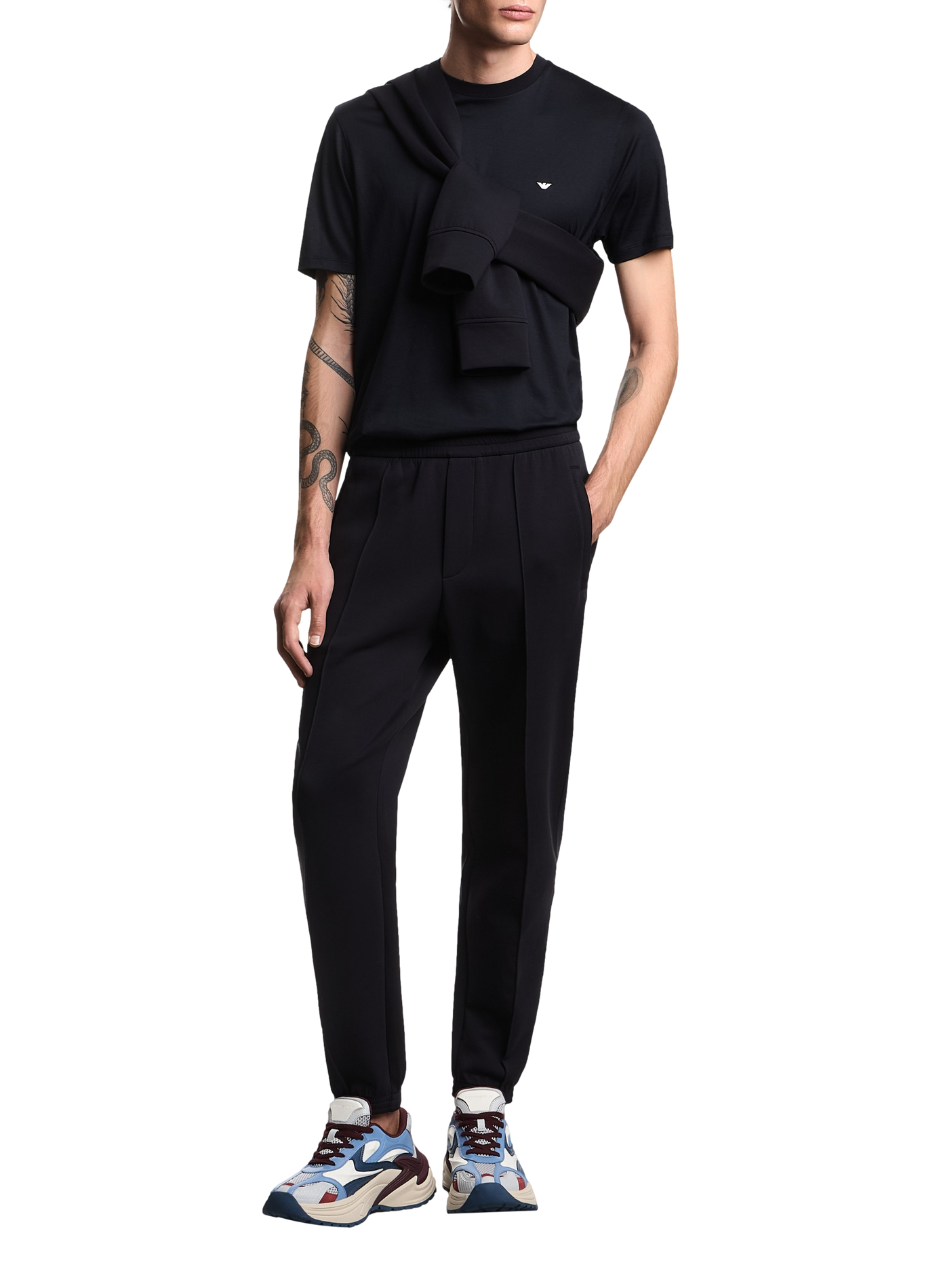 T-shirt col rond à logo EMPORIO ARMANI Bleu