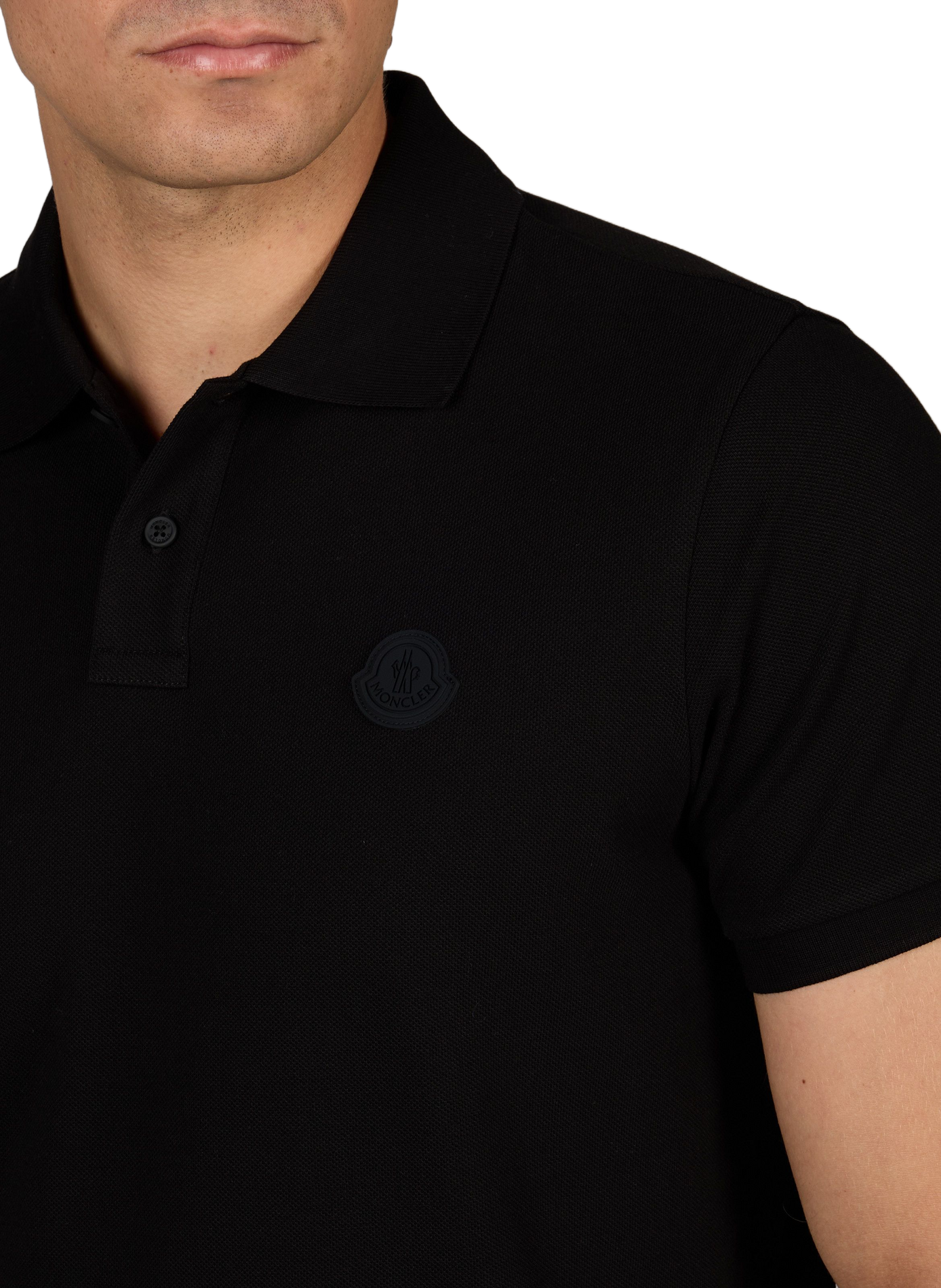 Polo met logo van piqué katoen MONCLER Zwart