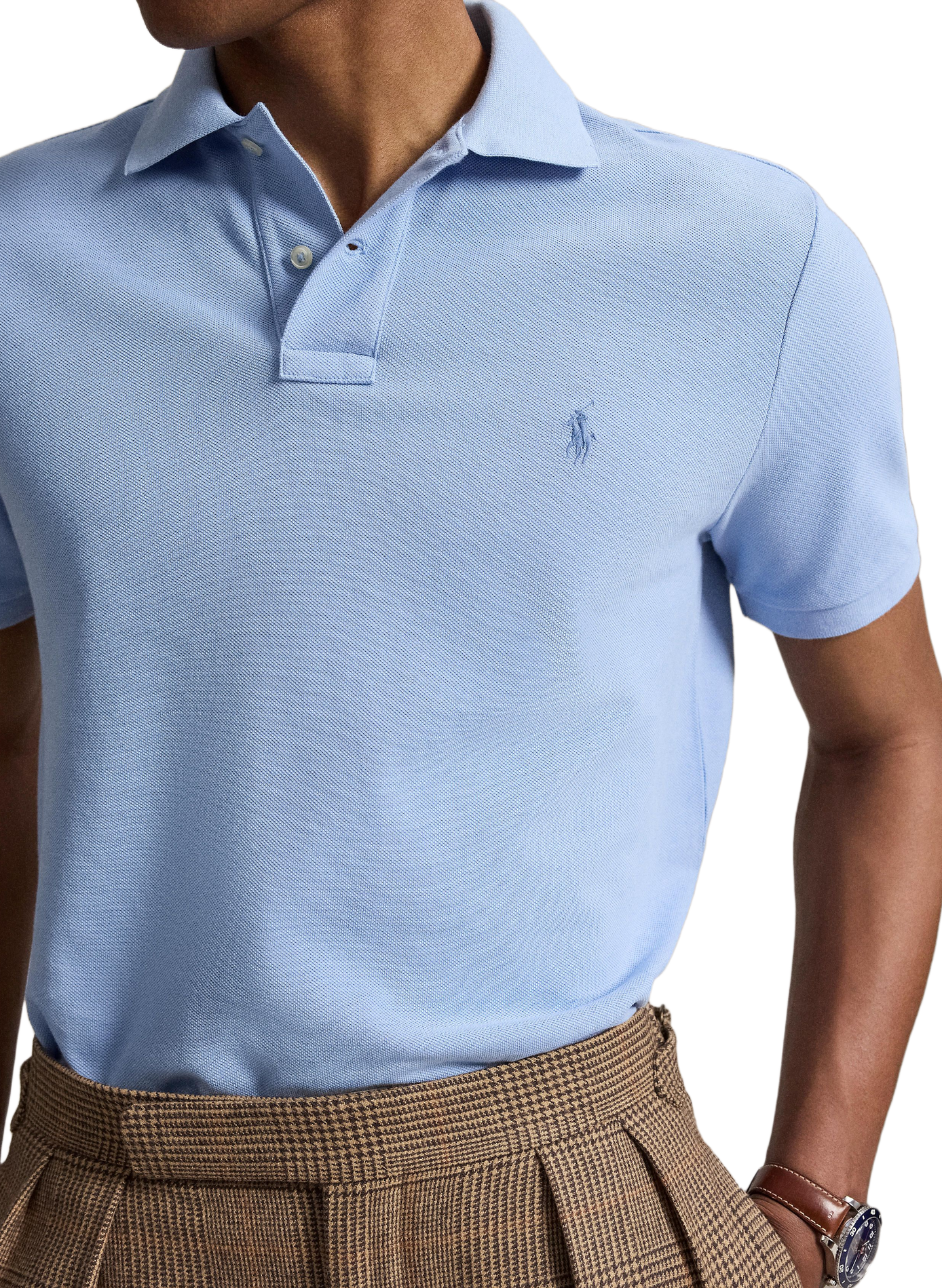 Polo droit en piqué de coton POLO RALPH LAUREN Bleu