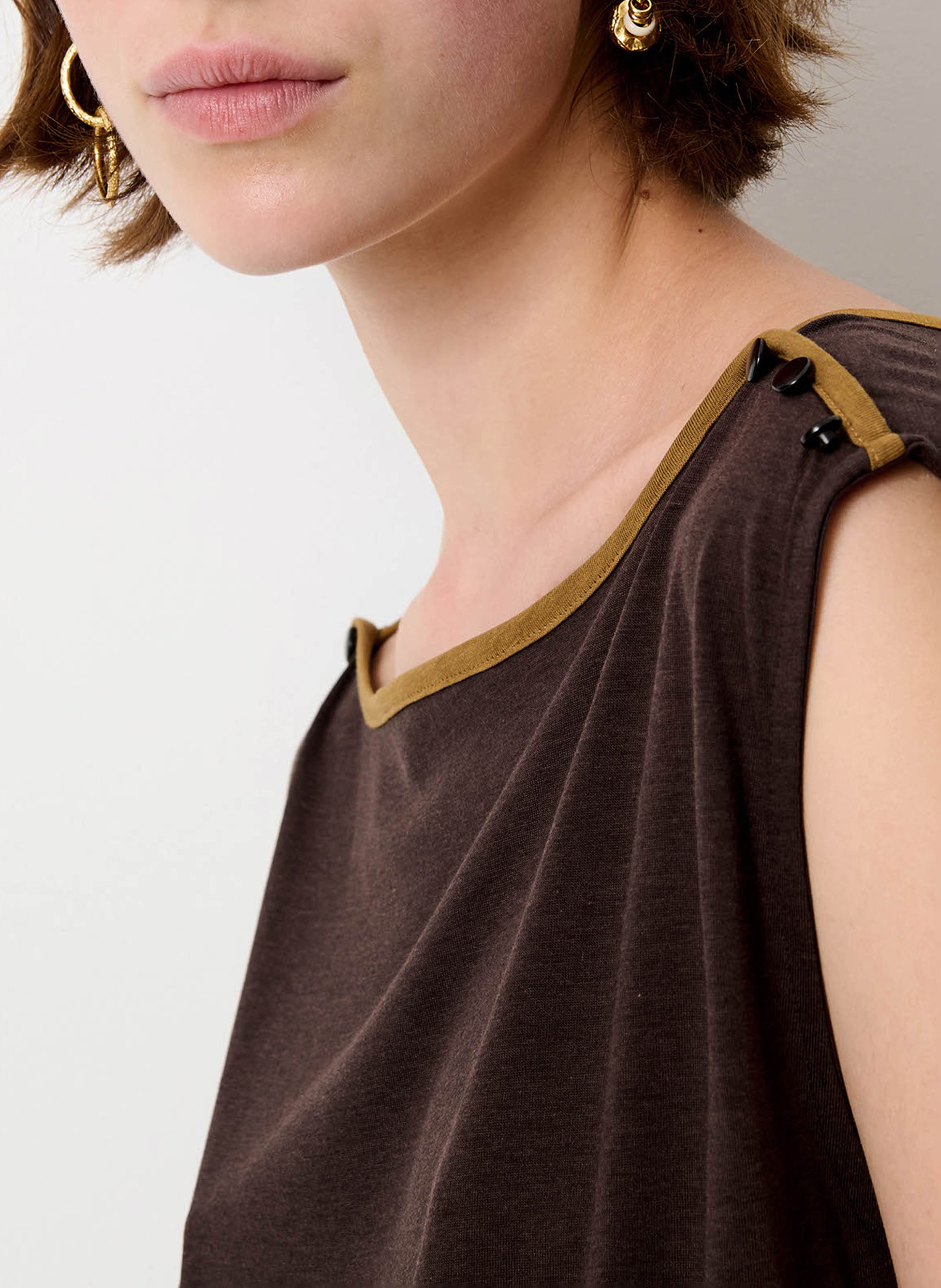 Top sans manches uni damari SESSUN Marron