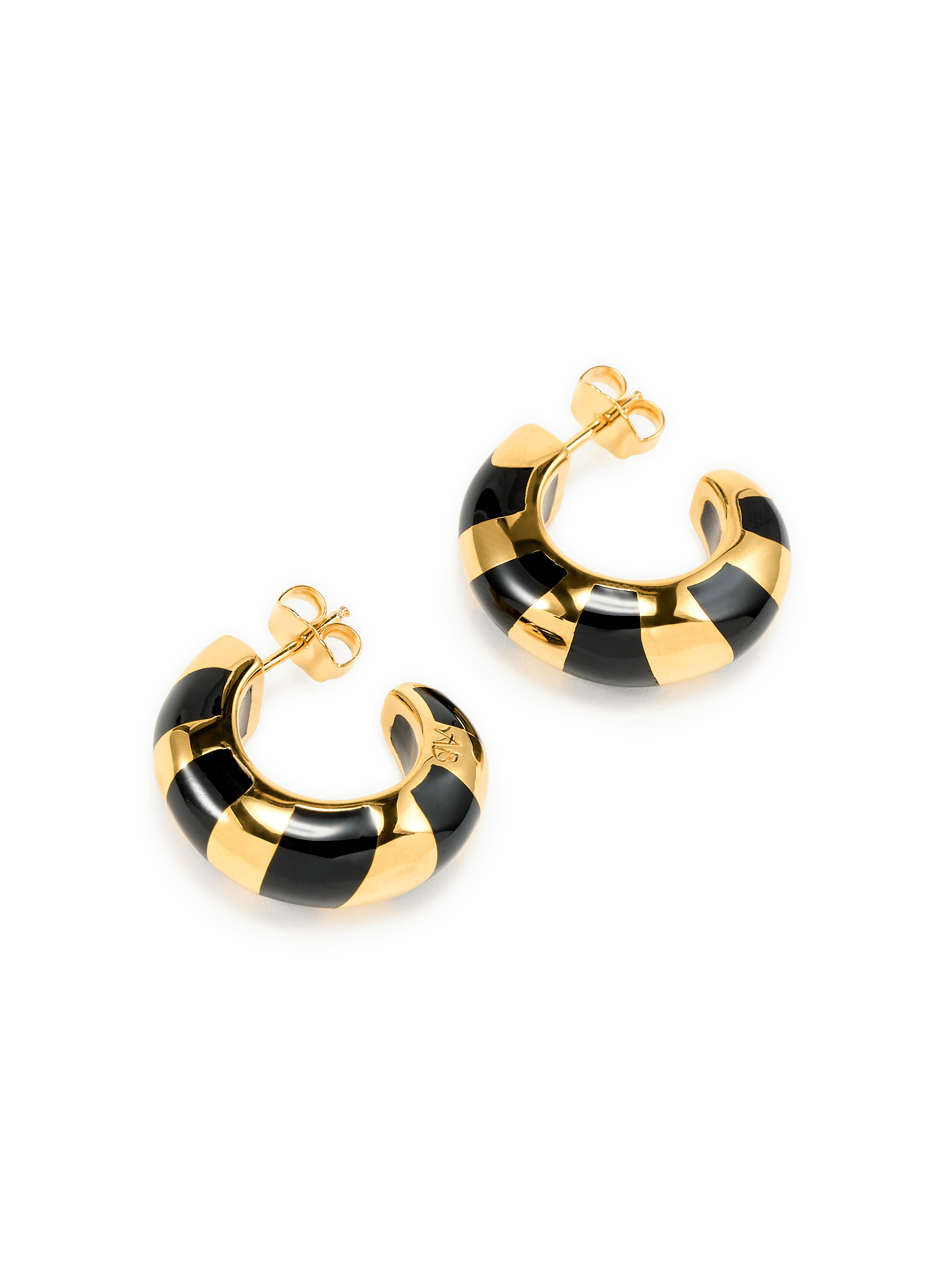 Striped Thanda hoop earrings AURELIE BIDERMANN Black