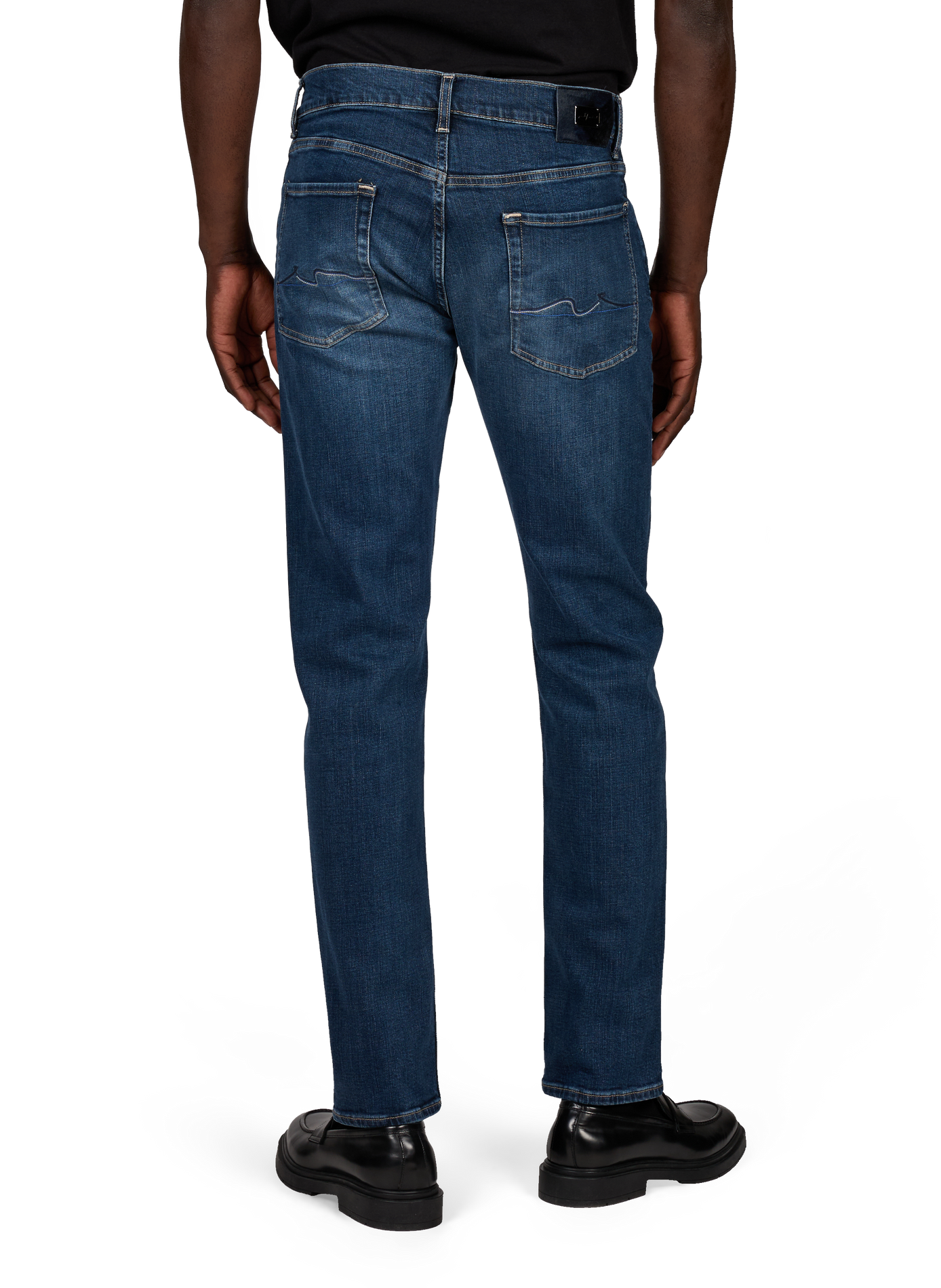 Jean slim délavé en coton mélangé 7 FOR ALL MANKIND Bleu