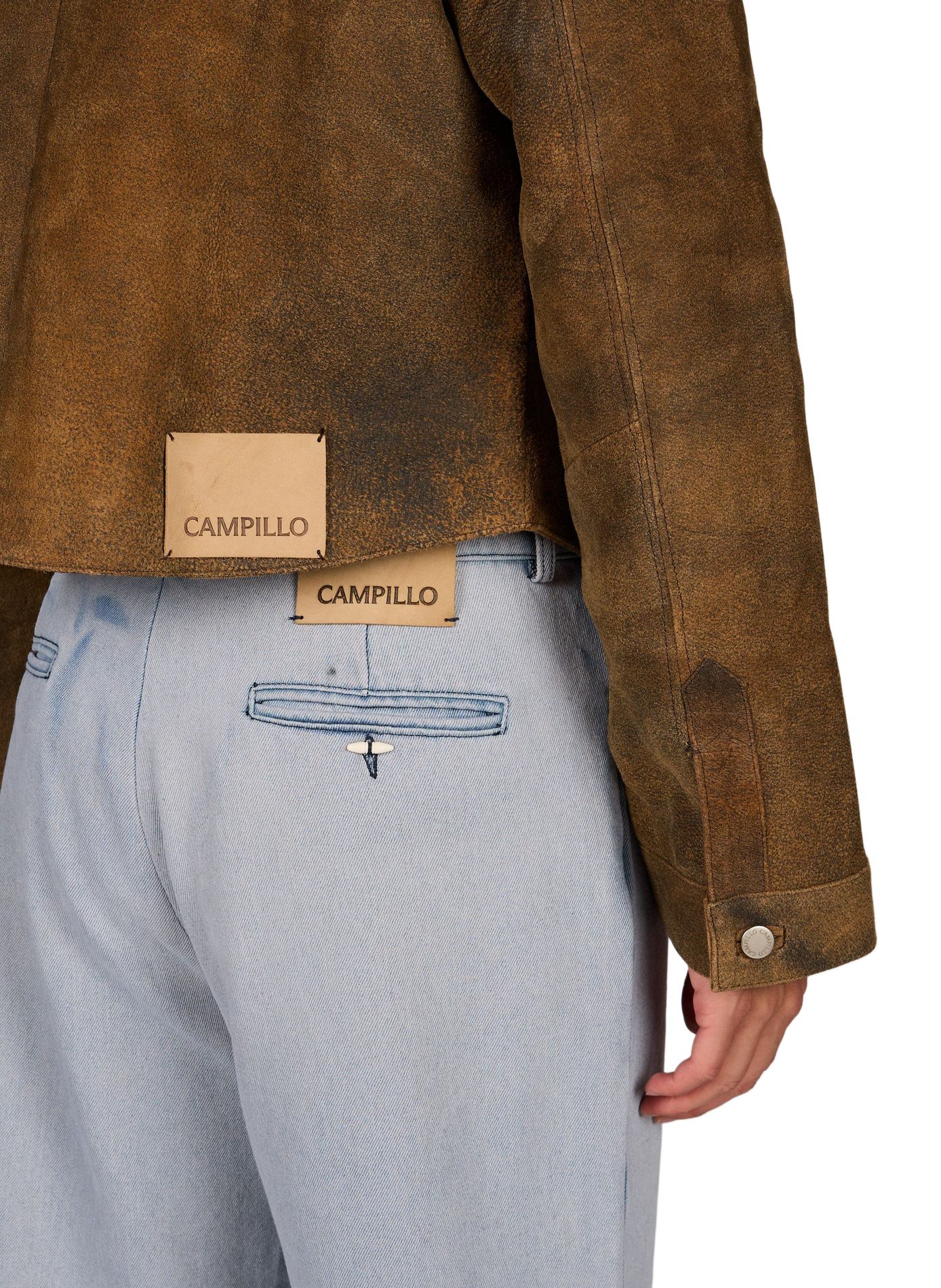 Rigida straight classic collar leather jacket CAMPILLO Brown