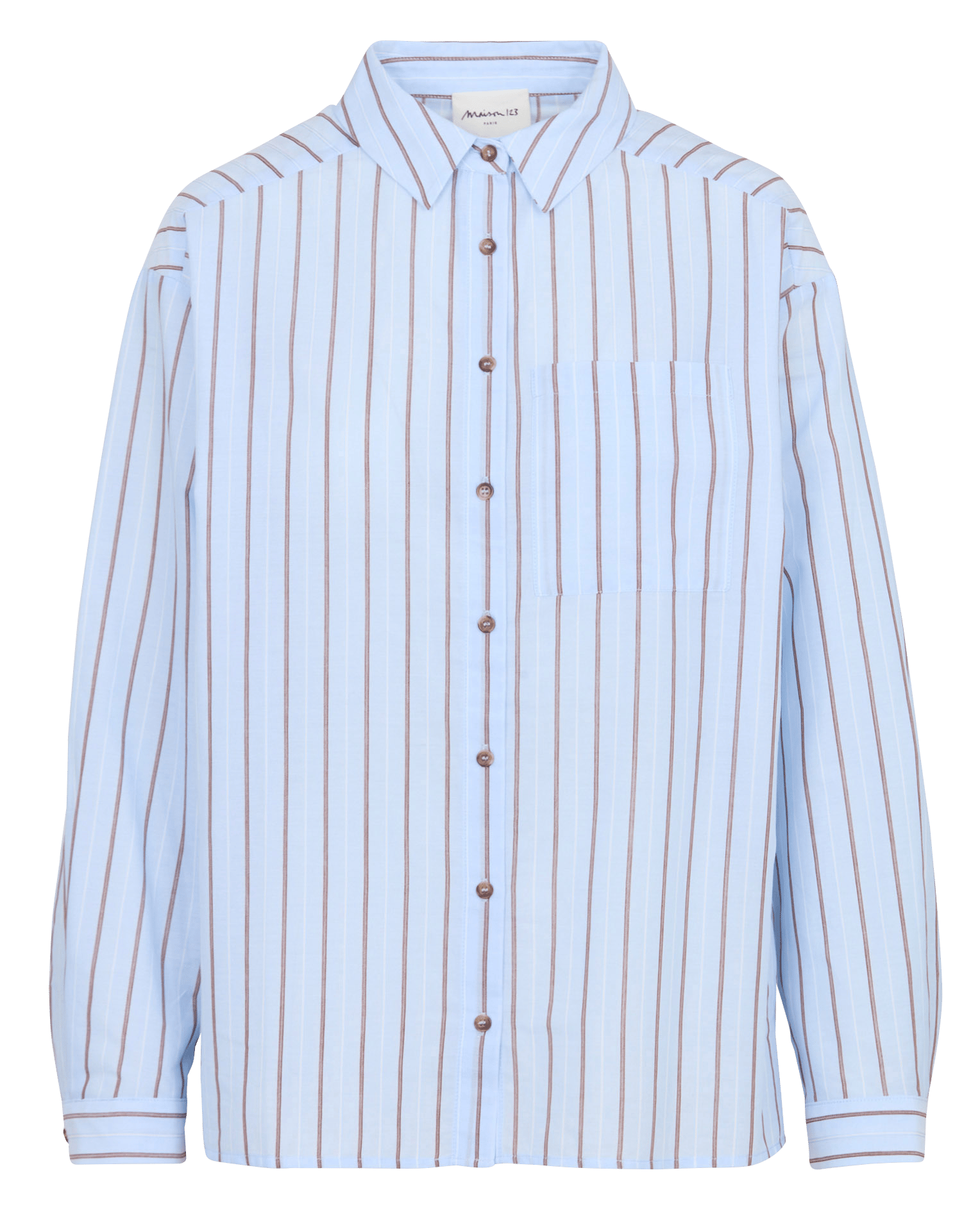 Chemise droite à rayures en coton passy MAISON 123 Bleu