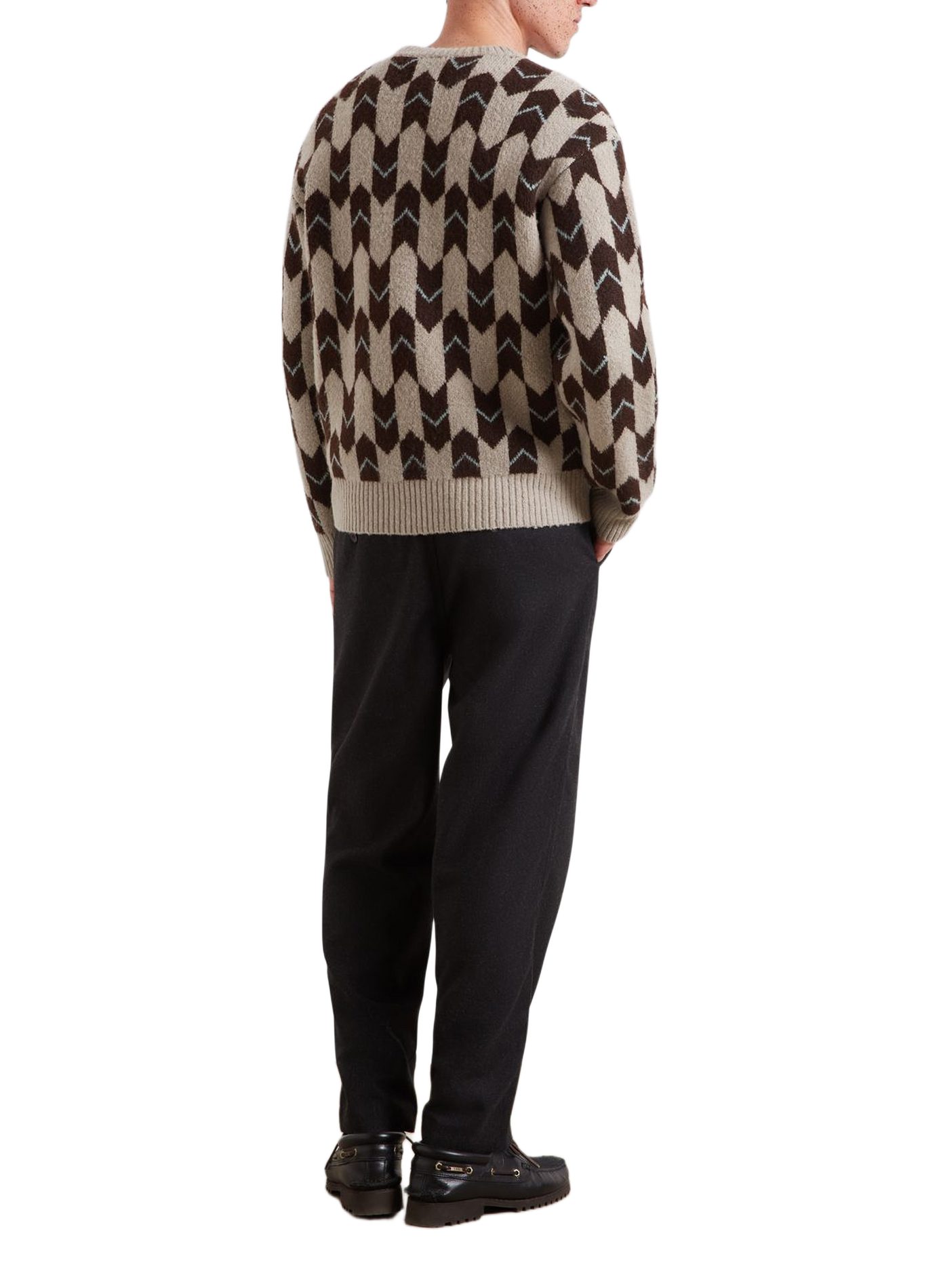 Pull droit manches longues imprimé FARAH Brown