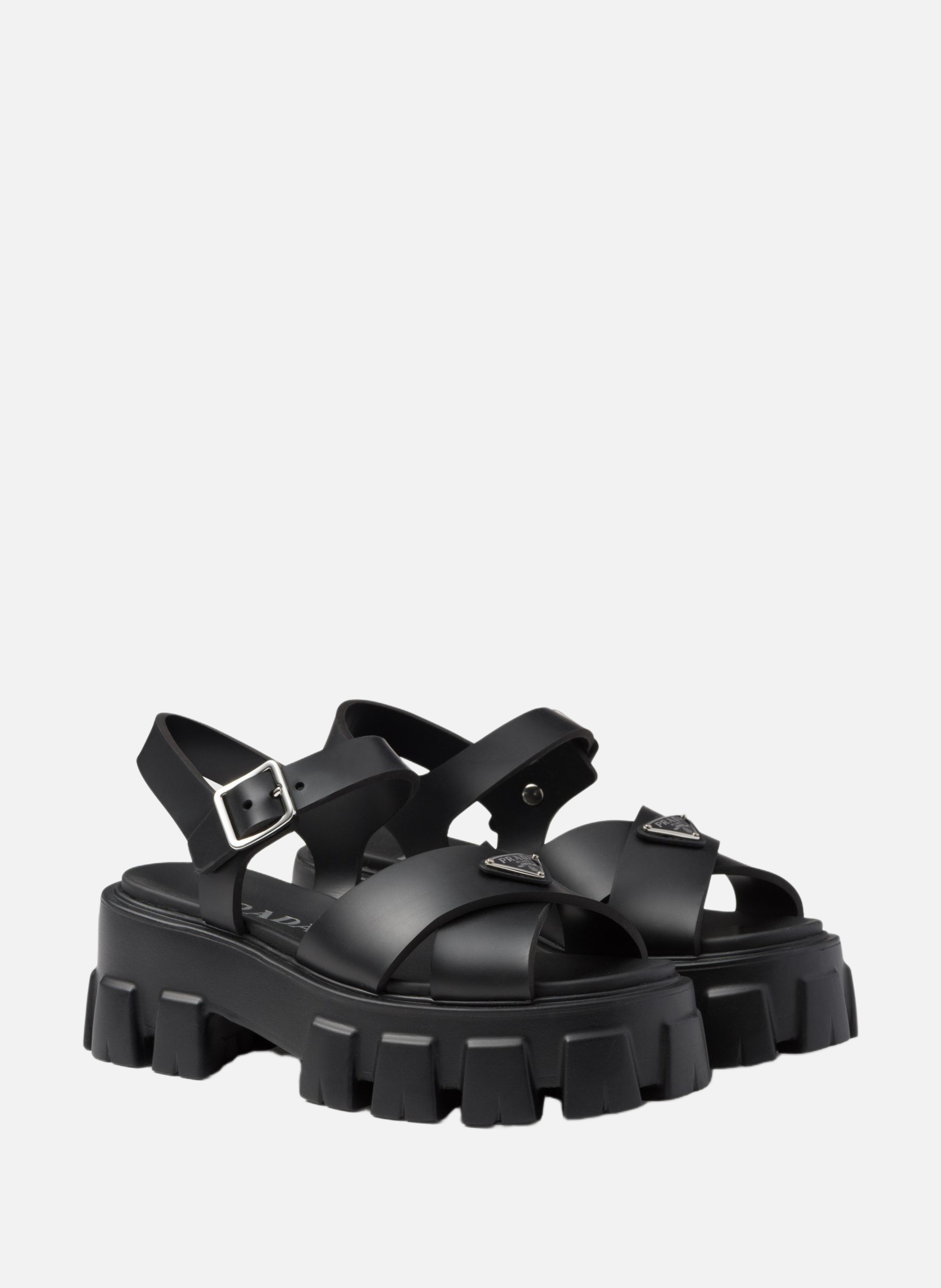 Sandales monolith en gomme PRADA Noir