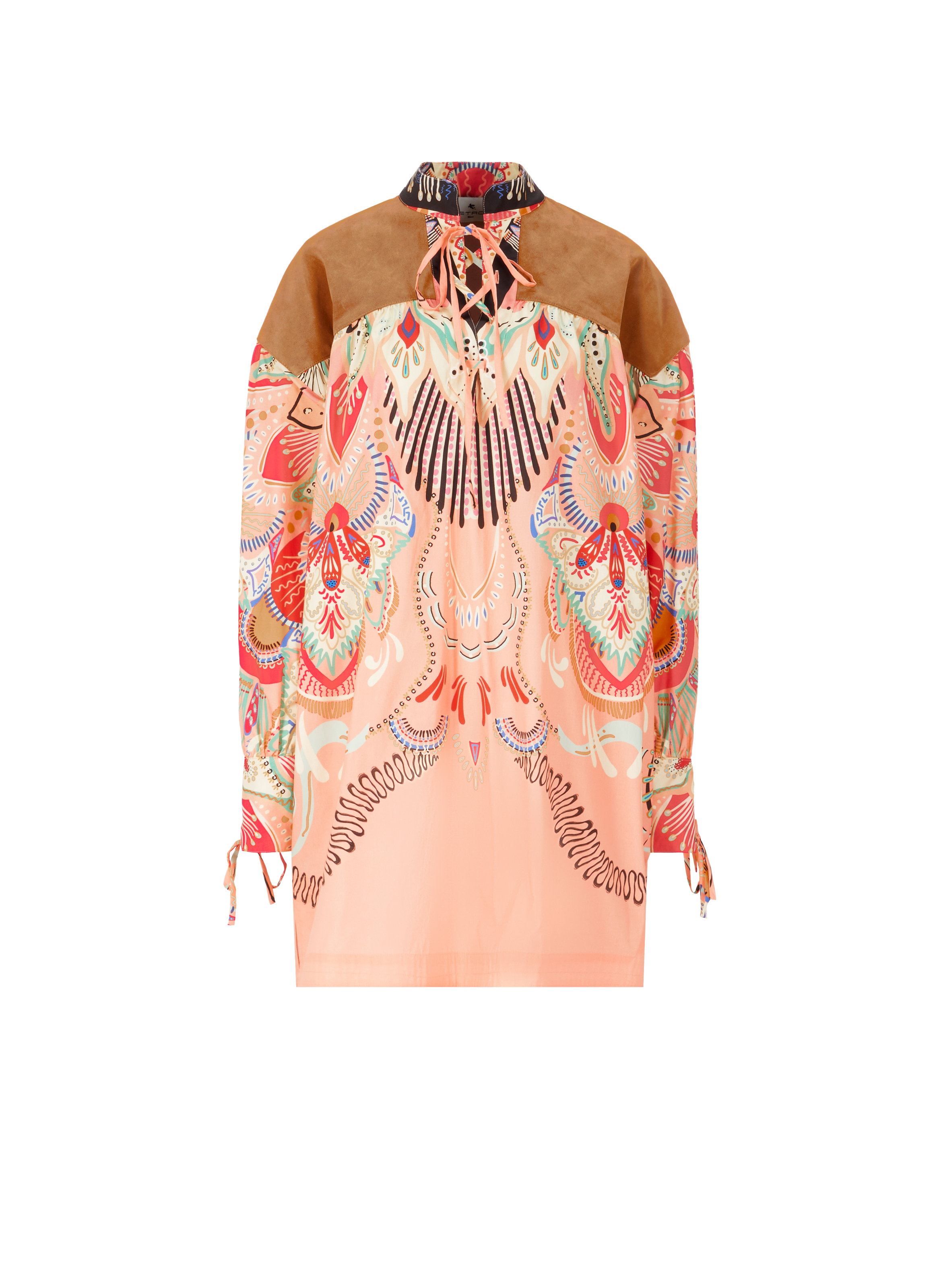 Robe à imprimé en coton et suède