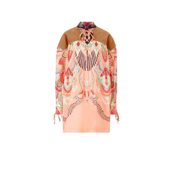 Etro Cotton And Suede Print Dress