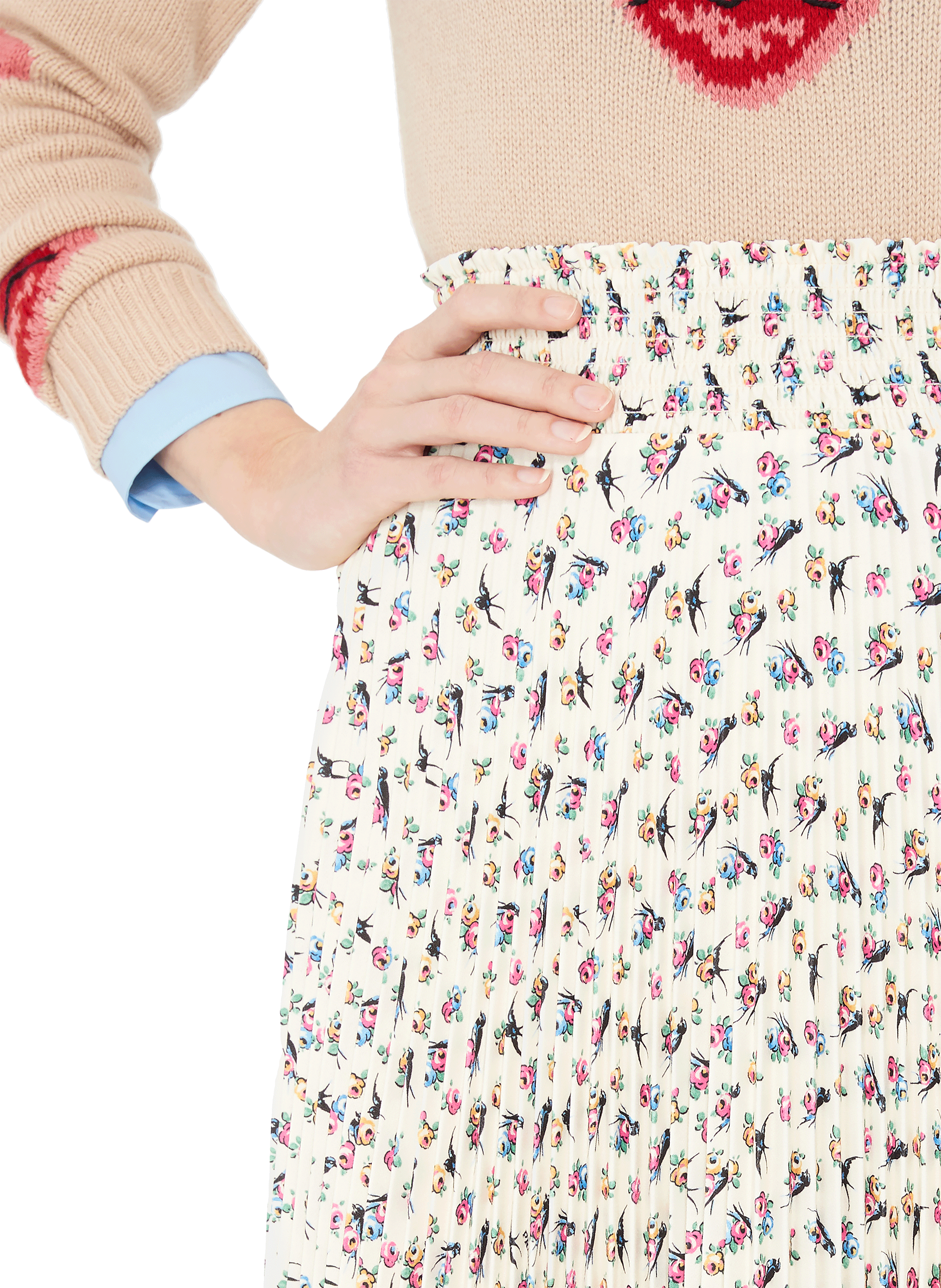 Printed cotton satin Skirt PRADA Beige